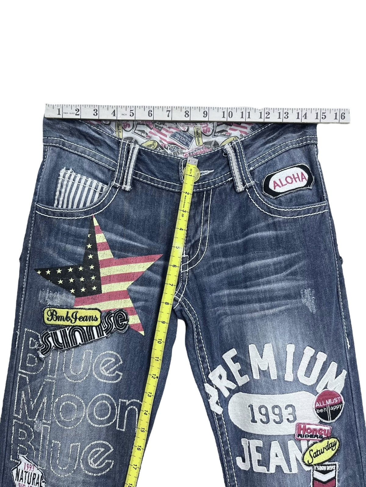 Japan Blue 💥 RARE🌛BMB Embroidery Patches Big Print Daicock Style Surf Size 29" - 17 Thumbnail
