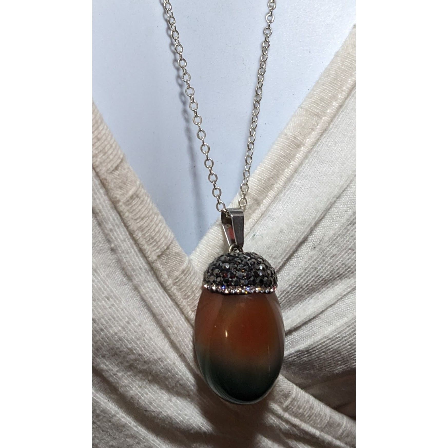 Other Orange And Green Rhinestone Capped Gemstone Necklace Size ONE SIZE - 8 Thumbnail