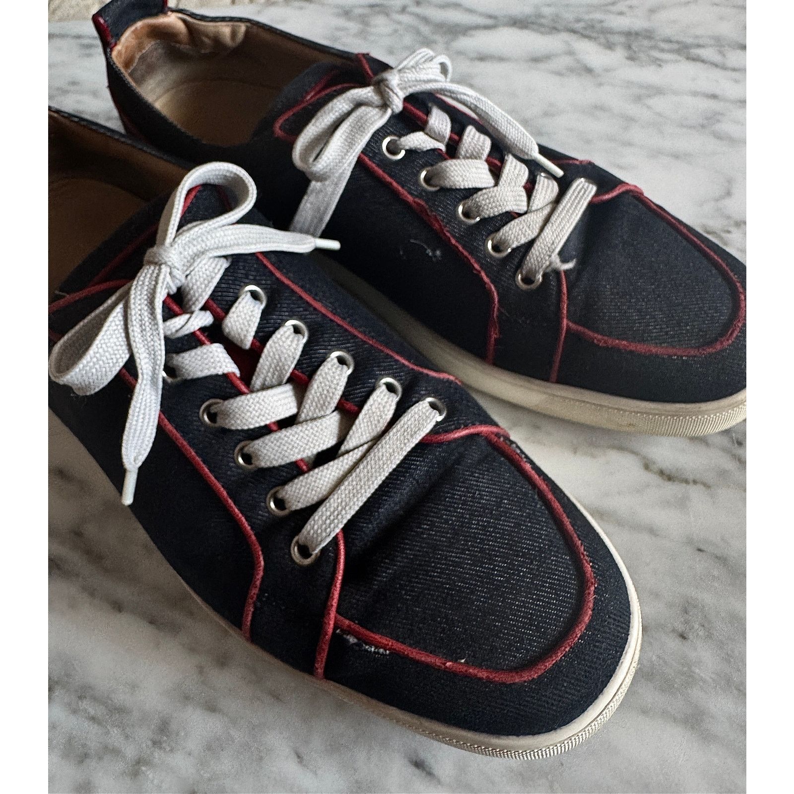 Christian Louboutin Christian Louboutin Denim Printed Sneakers Size US 11.5 / EU 44-45 - 3 Thumbnail