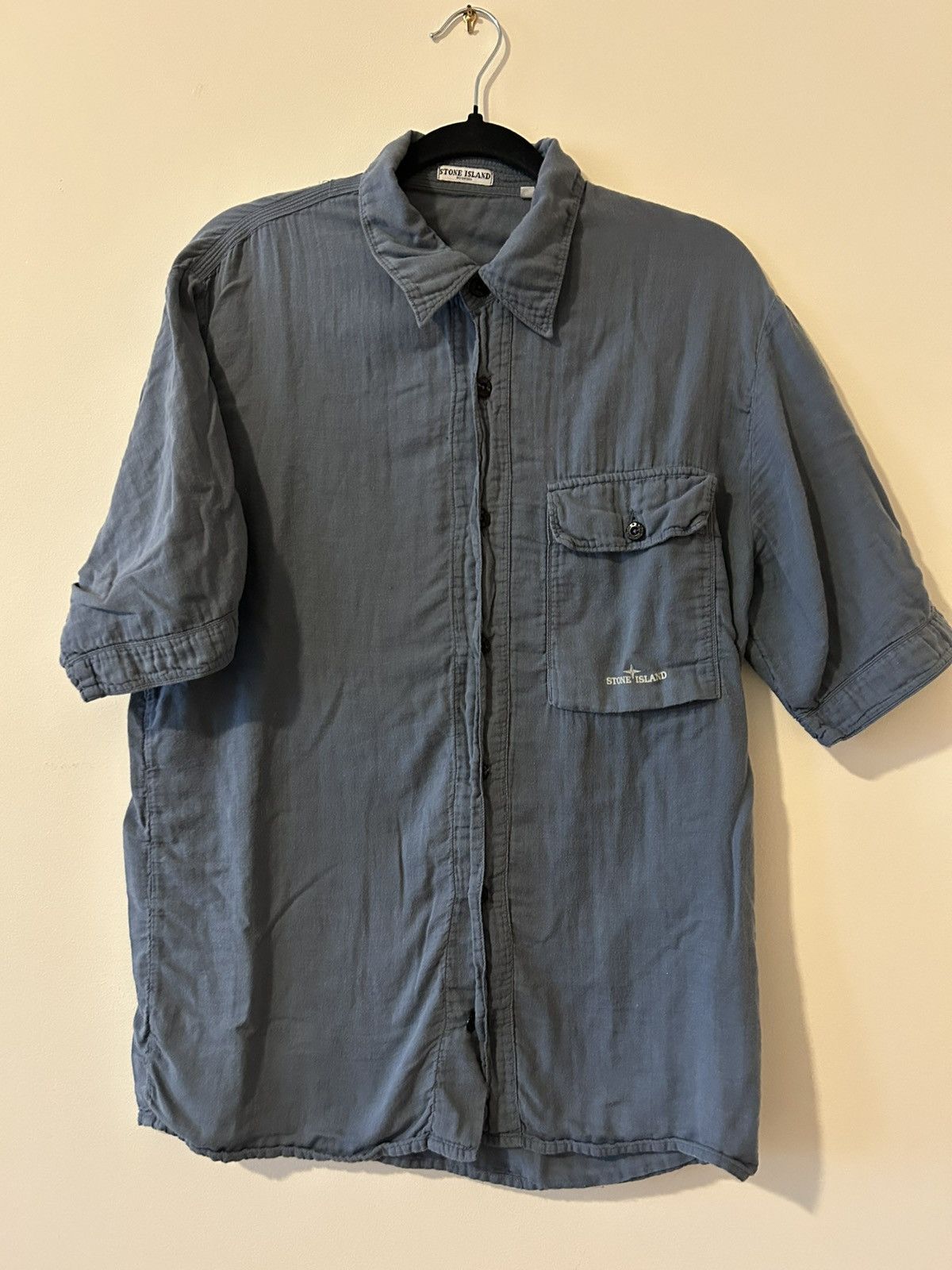 Stone Island Blue stone island short sleeve button up Size US M / EU 48-50 / 2 - 2 Thumbnail