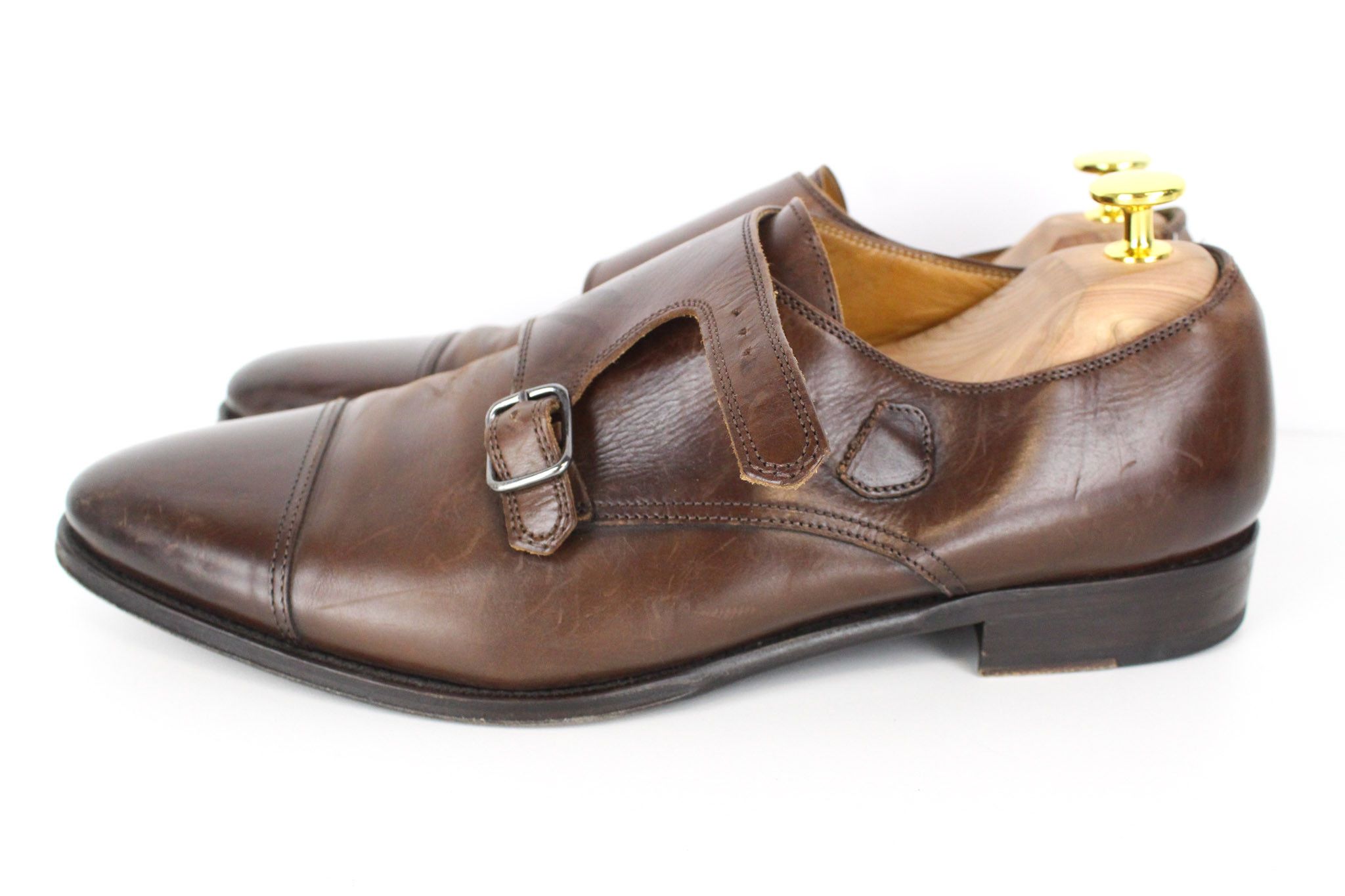 Suitsupply EU42.5 Mid Brown Leather Double Monk Shoes 73290 Size US 9.5 / EU 42-43 - 5 Thumbnail