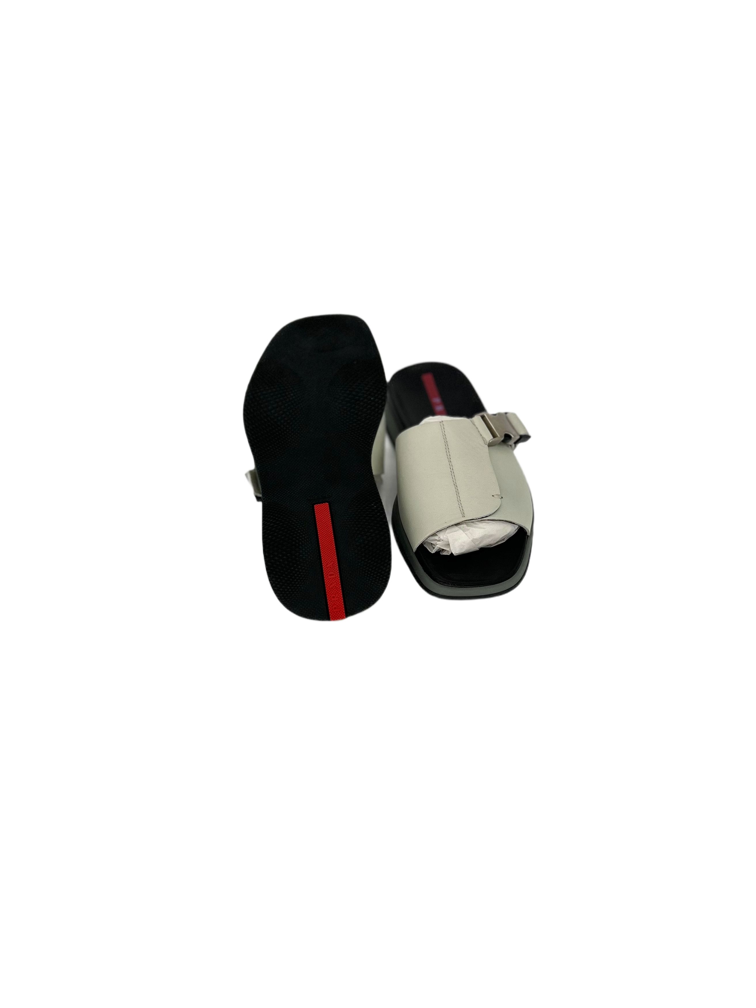 Prada Prada Linea Rossa 'Sport' White Sandals With Metal Clip Size US 6.5 / EU 39-40 - 5 Thumbnail