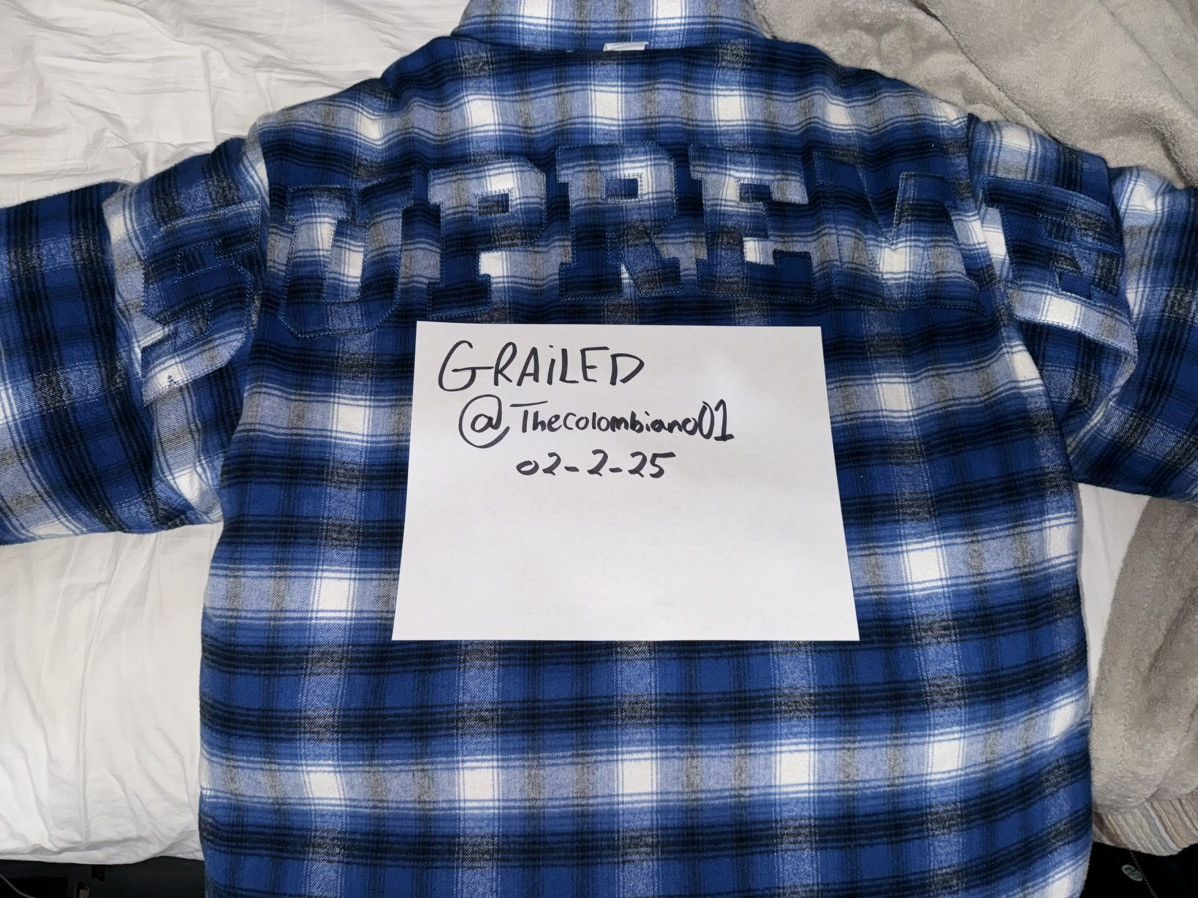 Supreme Supreme FW 22 Grey reversible blue flannel puffer jacket Size US M / EU 48-50 / 2 - 7 Thumbnail