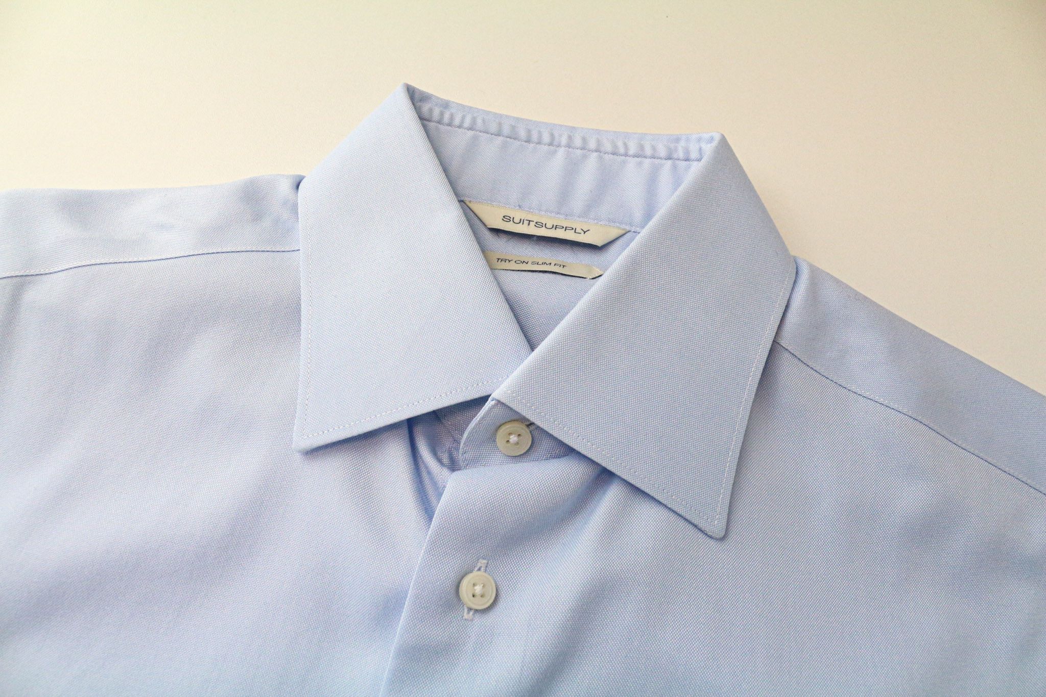 Suitsupply 38L/15L Slim Blue Cotton Spread Collar Shirt 77030 Size 38R - 3 Thumbnail