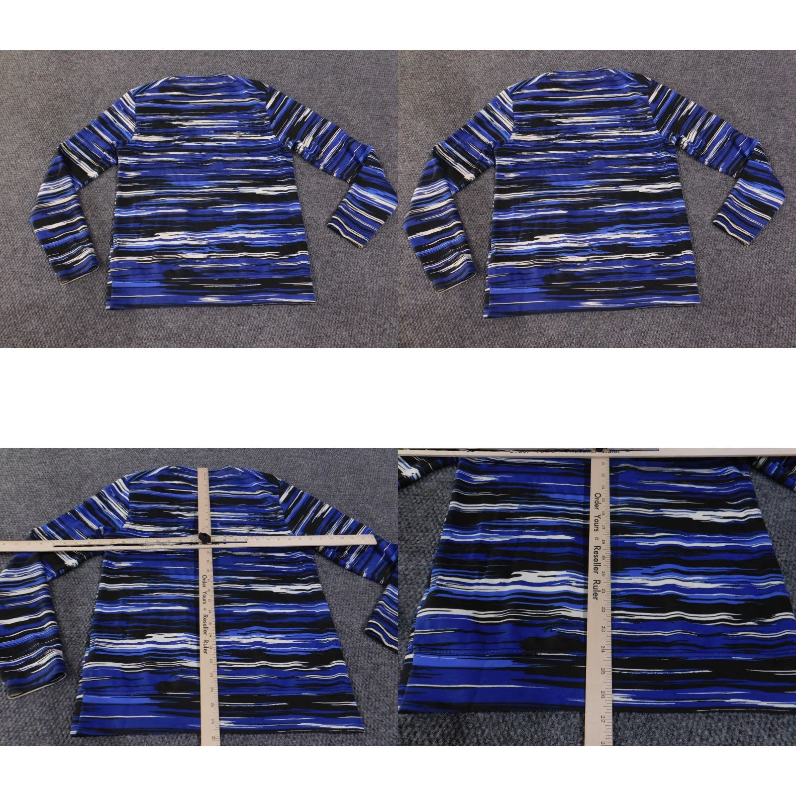 Cos COS Shirt Mens Small Striped Long Sleeve Modern Pattern Portugal Blue Black White Crew Neck T-Shirt Patterned Mens Regular Fit Size US S / EU 44-46 / 1 - 9 Thumbnail