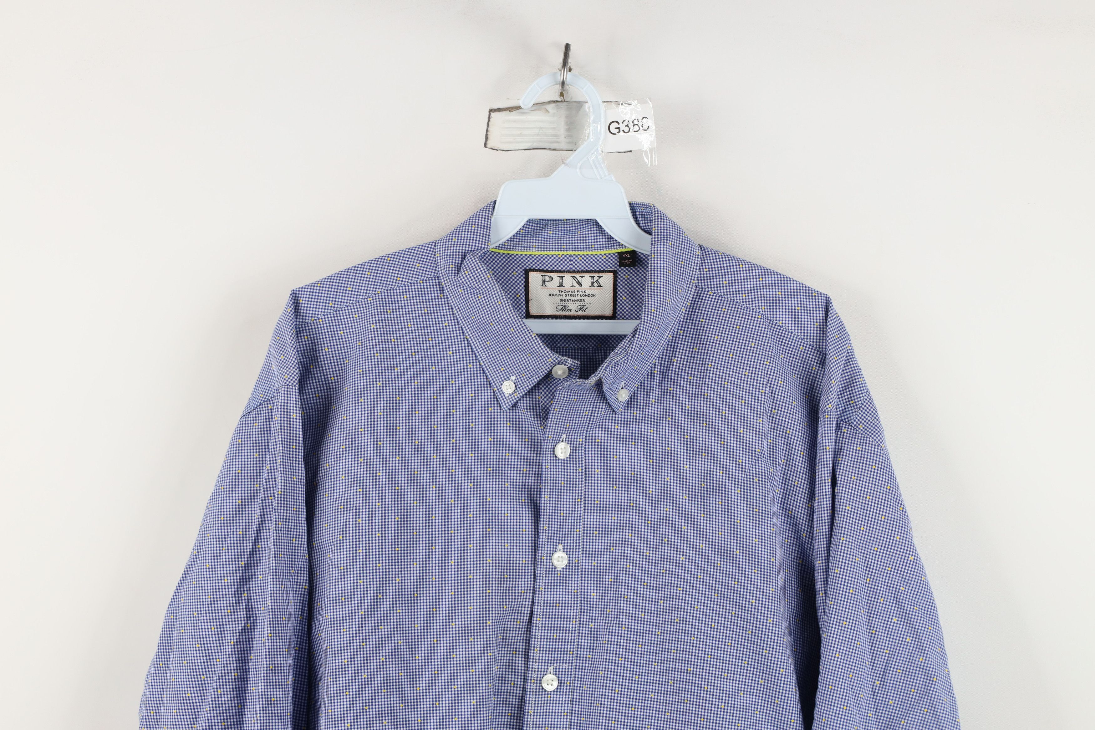 Vintage Thomas Pink Polka Dot Plaid Collared Button Down Shirt Blue Size US XXL / EU 58 / 5 - 2 Thumbnail