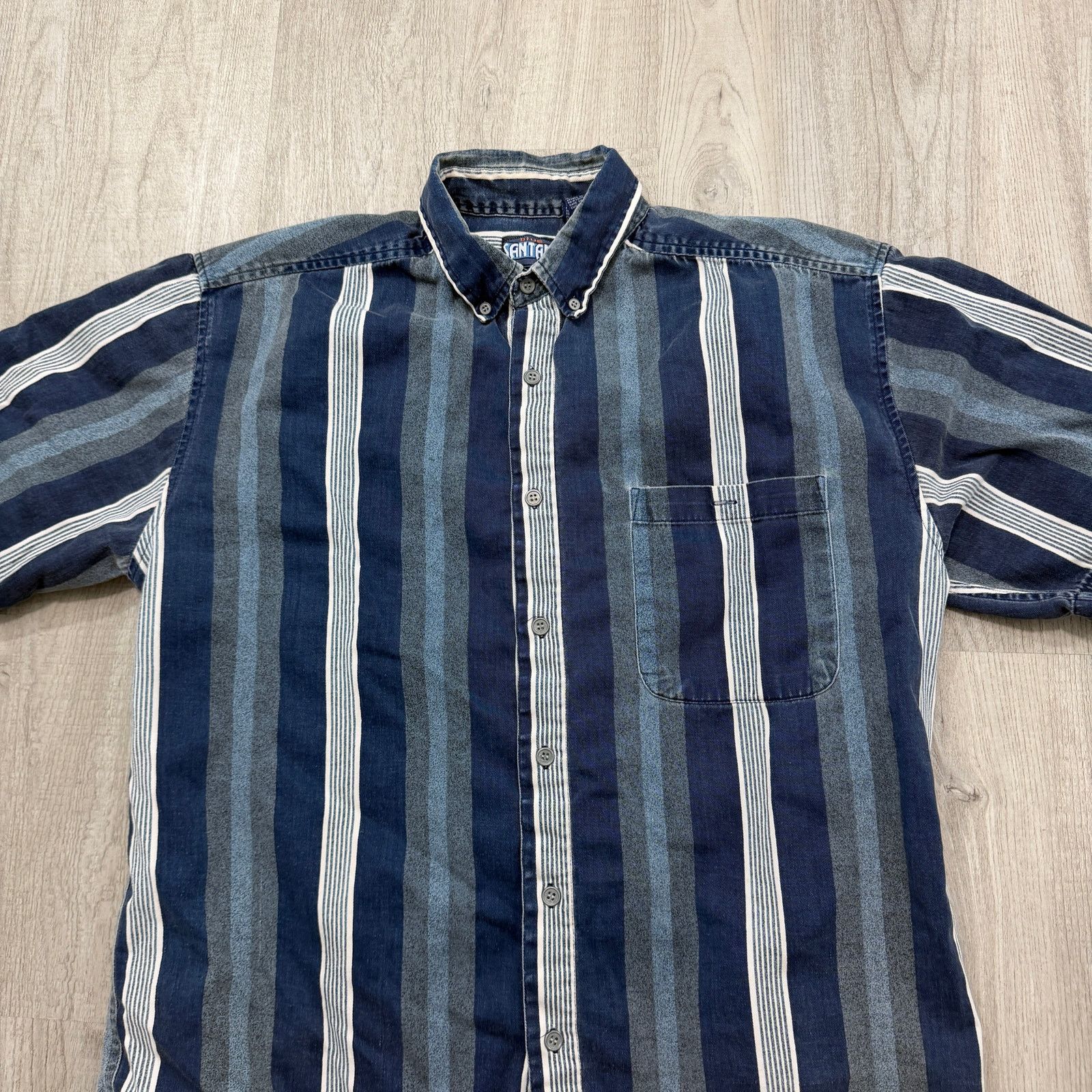 Vintage Vintage Santana Blue Short Sleeve Button Shirt Medium 90s Size US M / EU 48-50 / 2 - 2 Thumbnail