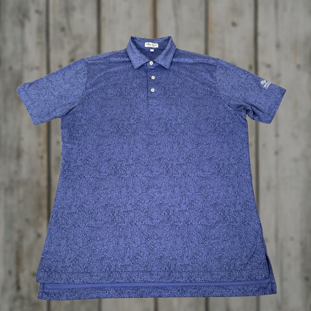 Peter Millar Peter Millar Polo Shirt Mens M Blue Summer Comfort Music Print Golf Stretch Contemporary Casual Performance Shirt Size US M / EU 48-50 / 2 - 1 Thumbnail