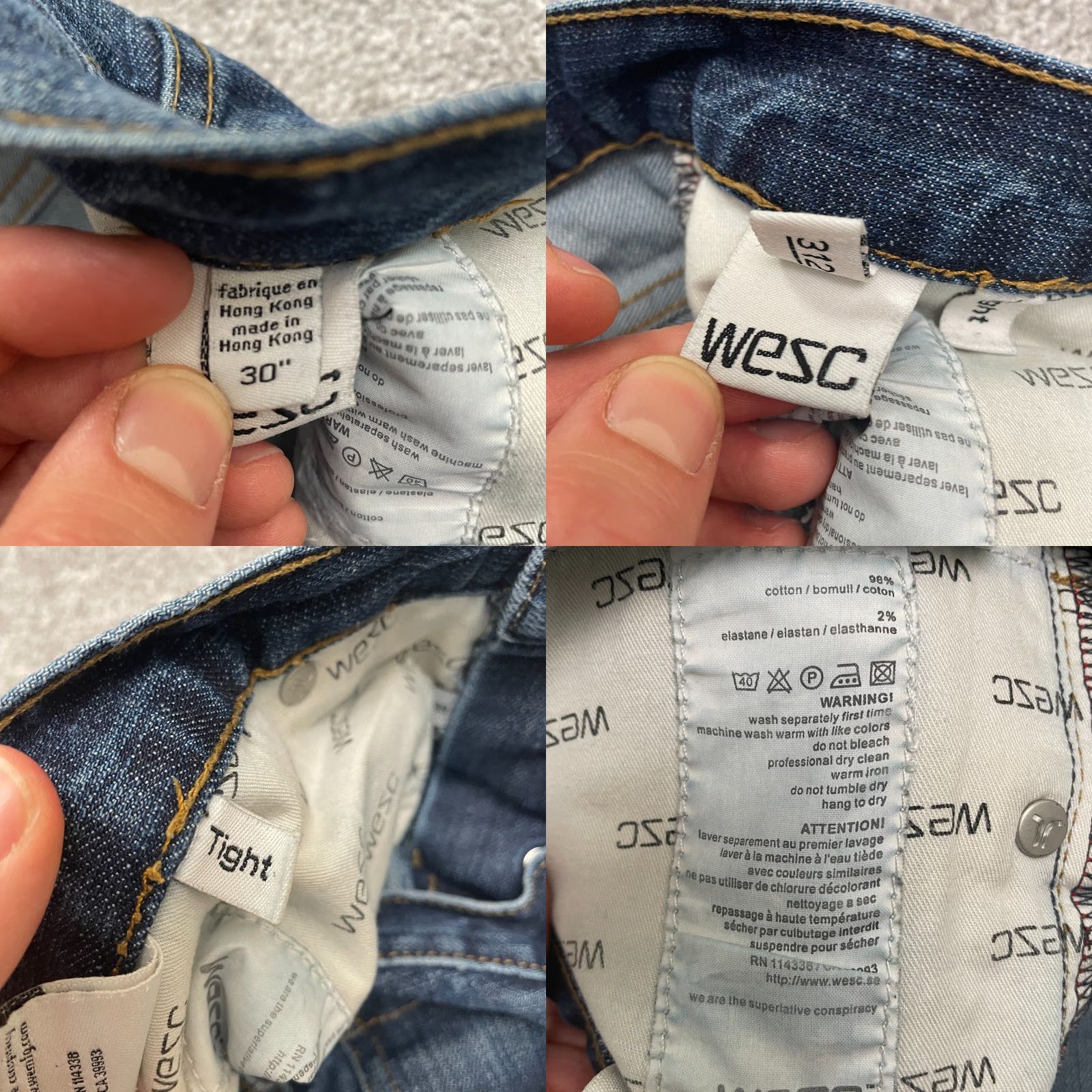 WeSC WeSC Jeans Womens 30 Blue Dark Wash Mid Rise Stretch Casual 34x31 Tight Denim Size 30" / US 8 / IT 44 - 9 Thumbnail