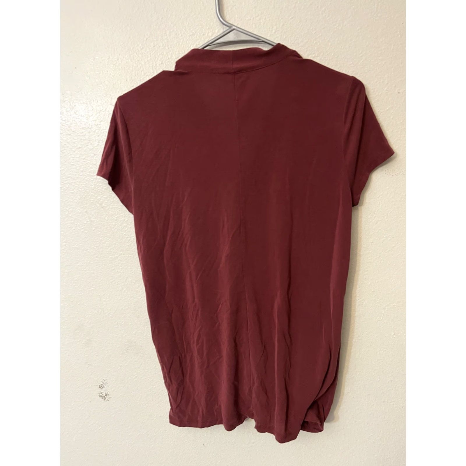 Loft Loft Shirt S Maroon Wrap Knotted Front Short Sleeve Flowy Oversized Tee Size 28" / US 6 / IT 42 - 3 Thumbnail