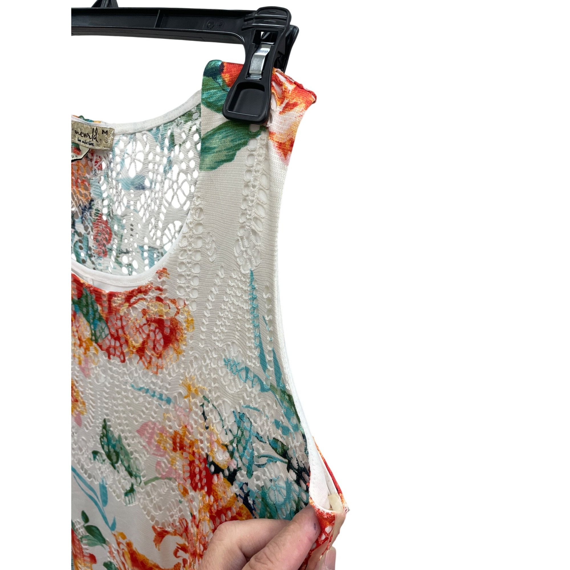 Other One World Womens orange tan Floral Sleeveless lined lace dr Size M / US 6-8 / IT 42-44 - 4 Thumbnail
