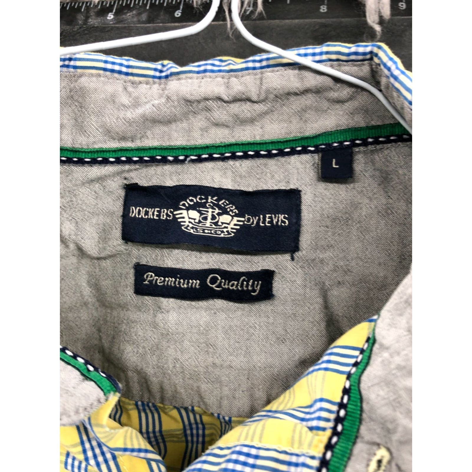 Dockers VINTAGE Dockers Yellow Plaid Shirt Mens L Long Sleeve Spread Collar Size US L / EU 52-54 / 3 - 7 Thumbnail