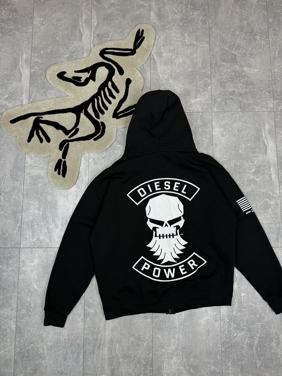 Diesel Mens Diesel Power USA Zip Hoodie black jacket Size US XL / EU 56 / 4 - 1 Thumbnail