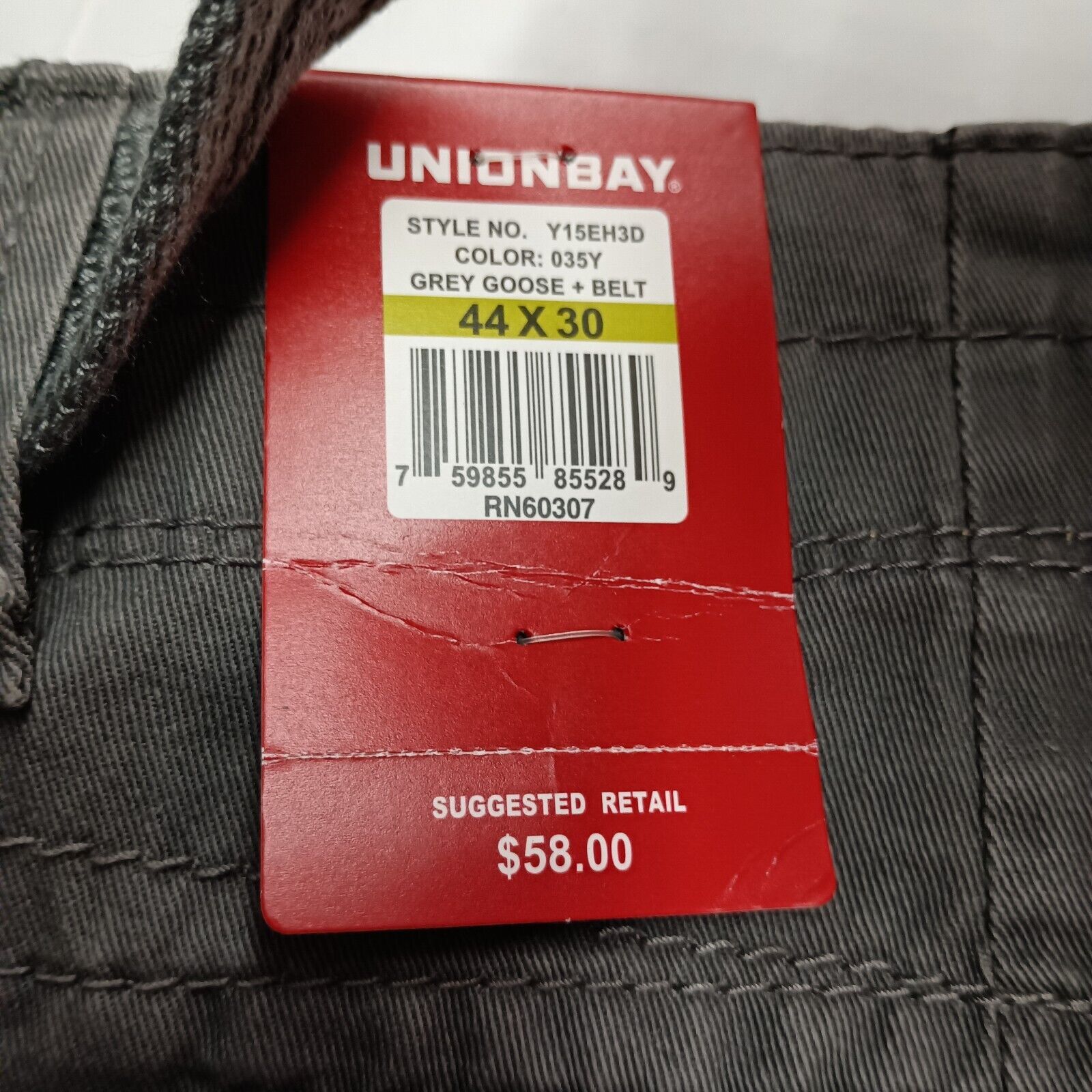 UNIONBAY Union Bay Cargo Pants Men's 44x30 Gray Goose + Belt Hiking Size US 44 / EU 60 - 2 Thumbnail