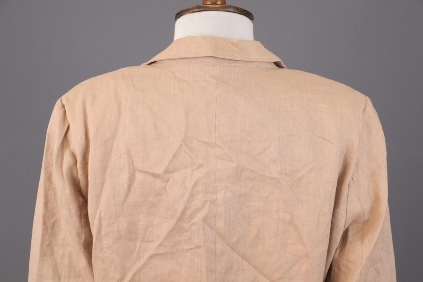 Oscar De La Renta Oska Beige 100% Linen Single Breasted Blazer Jacket Size 2 Size XS / US 0-2 / IT 36-38 - 9 Thumbnail