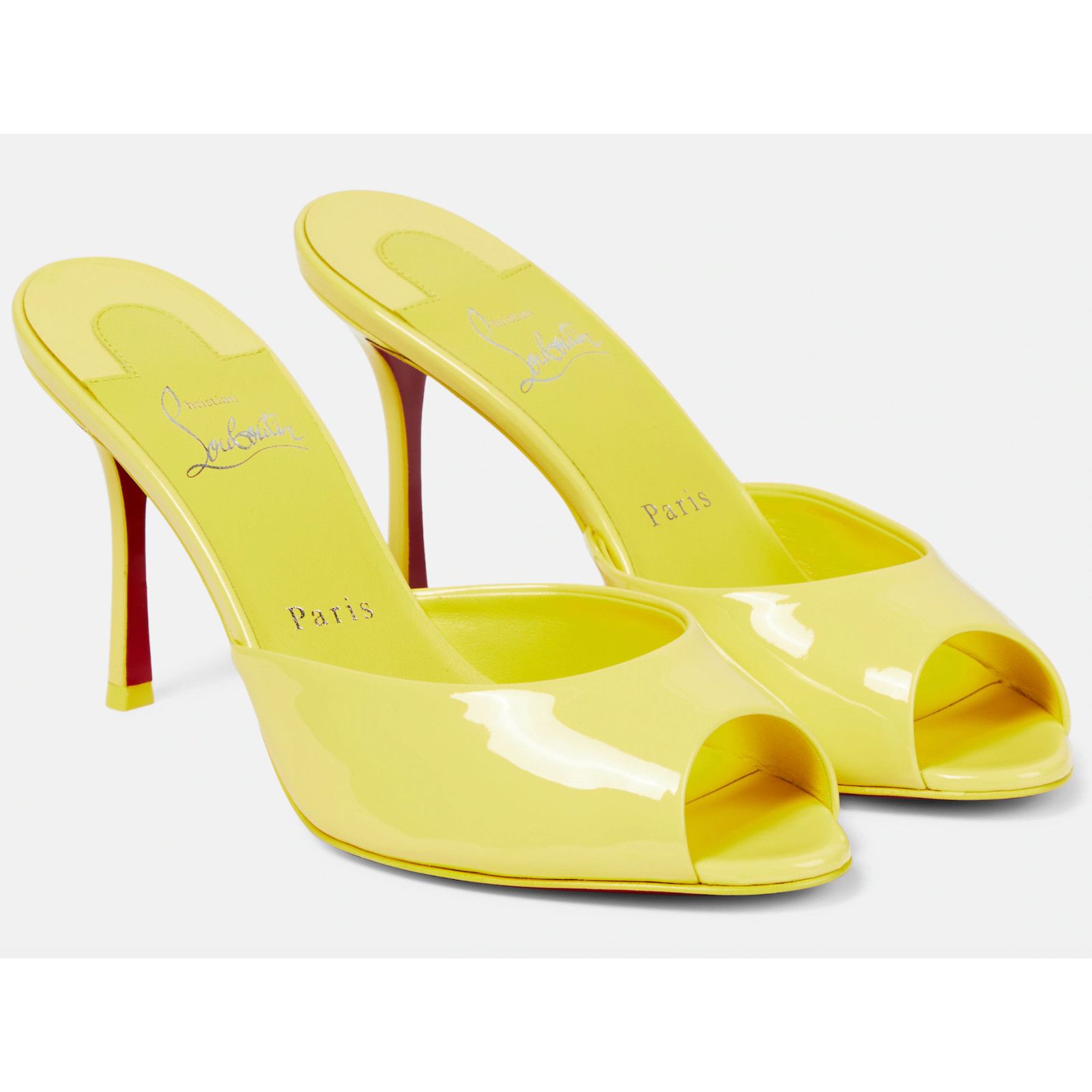 Christian Louboutin Me Dolly 85 Piou Yellow Backless Sandal Mule Heel Pump 37.5 Size US 7.5 / IT 37.5 - 3 Thumbnail