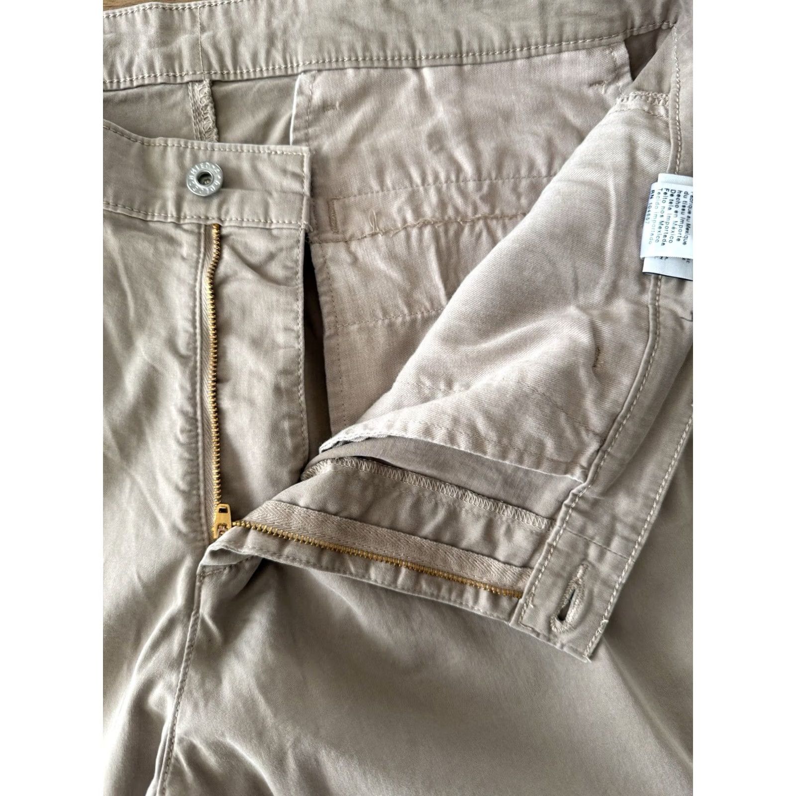 Vintage AG Adriano Goldschmied The Lux Khaki Pants Mens 38R Beige Straight 42x30.5 Twill Slit Front Pockets Size US 38 / EU 54 - 3 Thumbnail