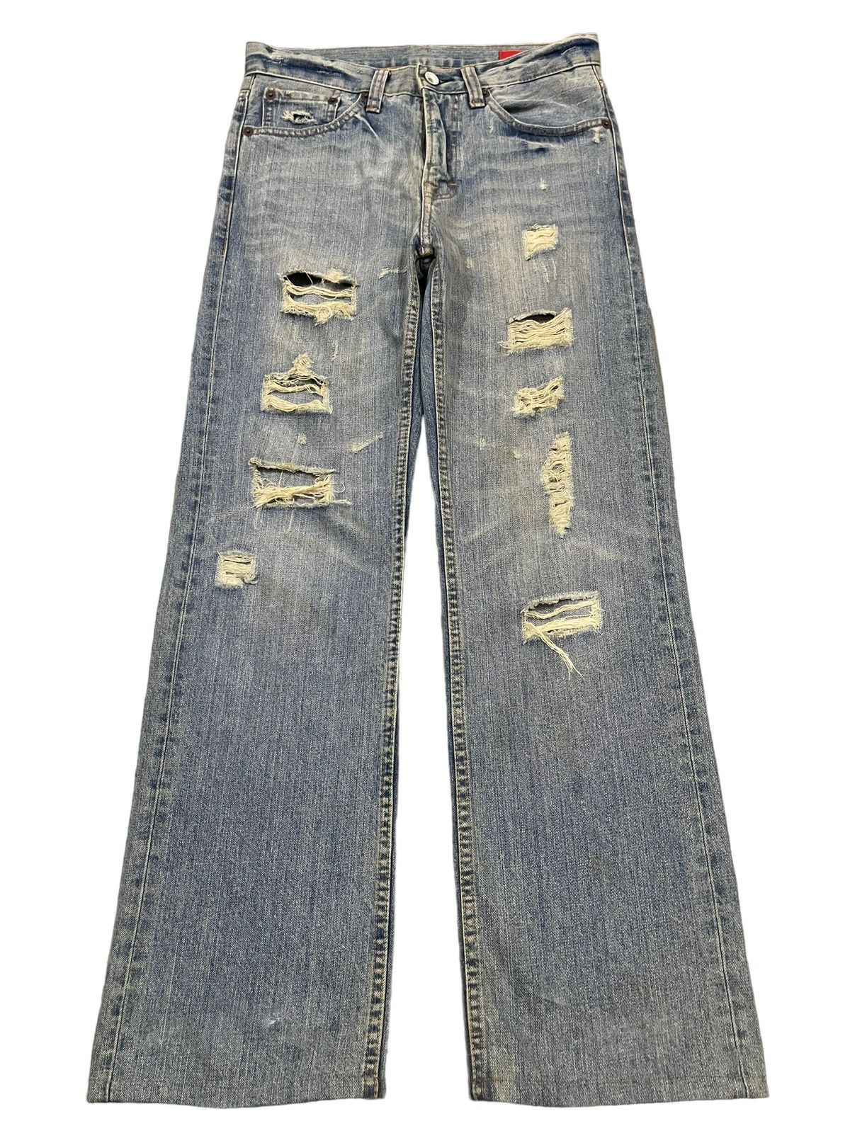 14th Addiction Vintage Japanese Brand Blue Wash Style Distressed Jeans Size US 31 - 1 Thumbnail