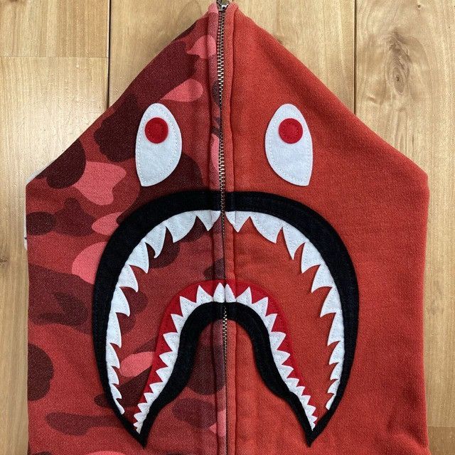 Bape BAPE Red camo Shark Full Zip Hoodie a bathing ape Size US XL / EU 56 / 4 - 3 Thumbnail