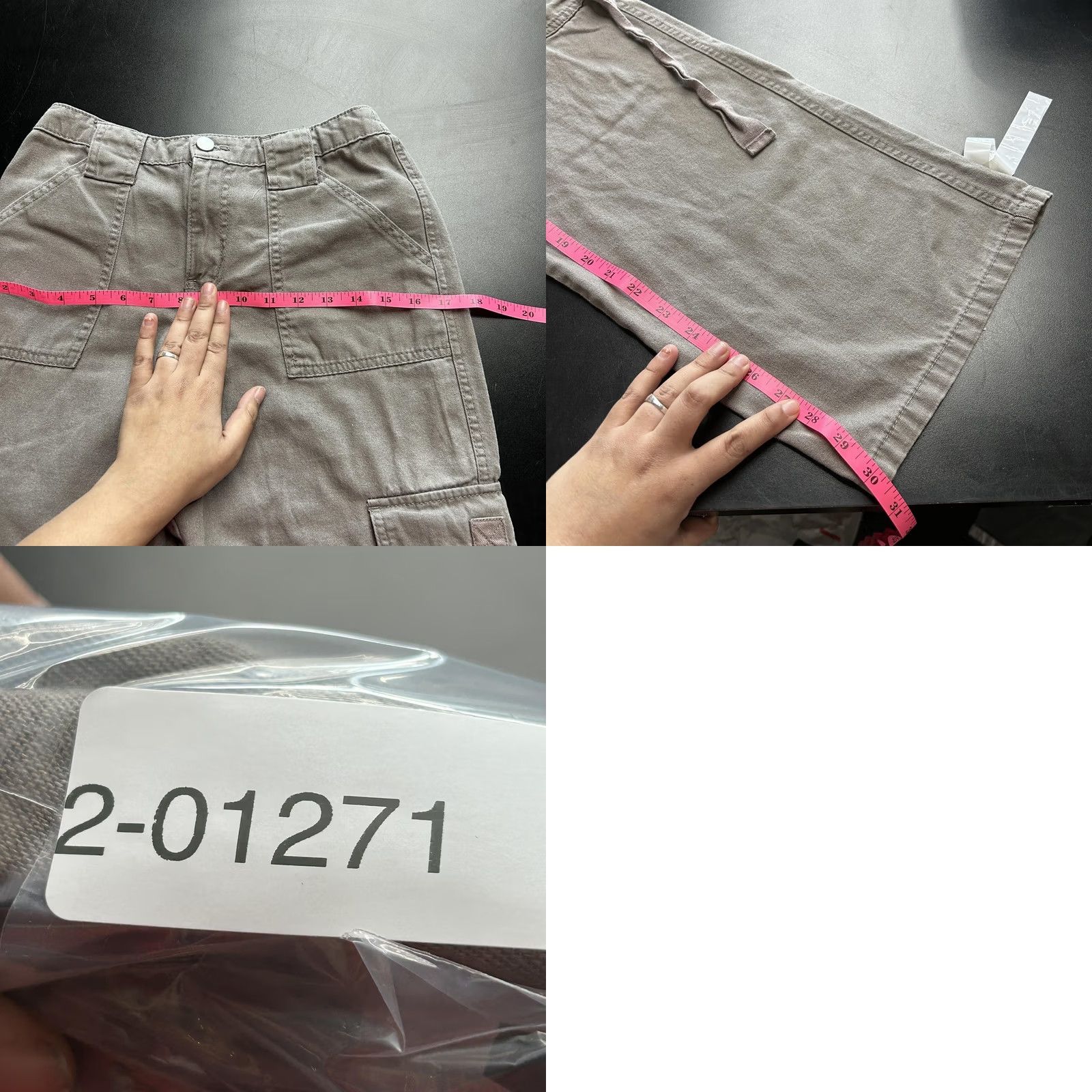Vintage INSEL TOWN Cargo Pants Women's S Gray Twill Straight Leg Elastic Waist Strap Size 28" / US 6 / IT 42 - 8 Thumbnail