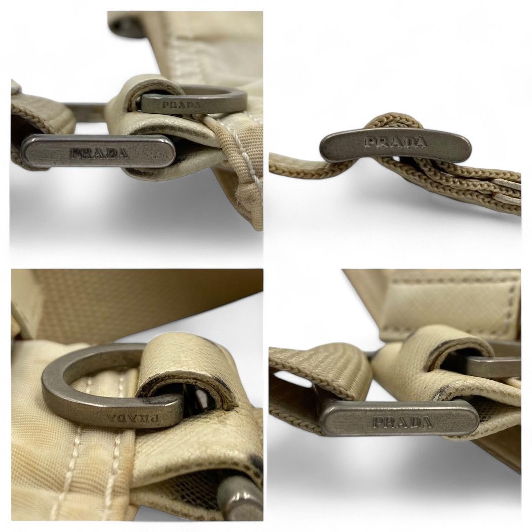 Prada Prada - Beige Handbag Shoulder Bag Nylon Triangle Logo Plate Size ONE SIZE - 12 Thumbnail