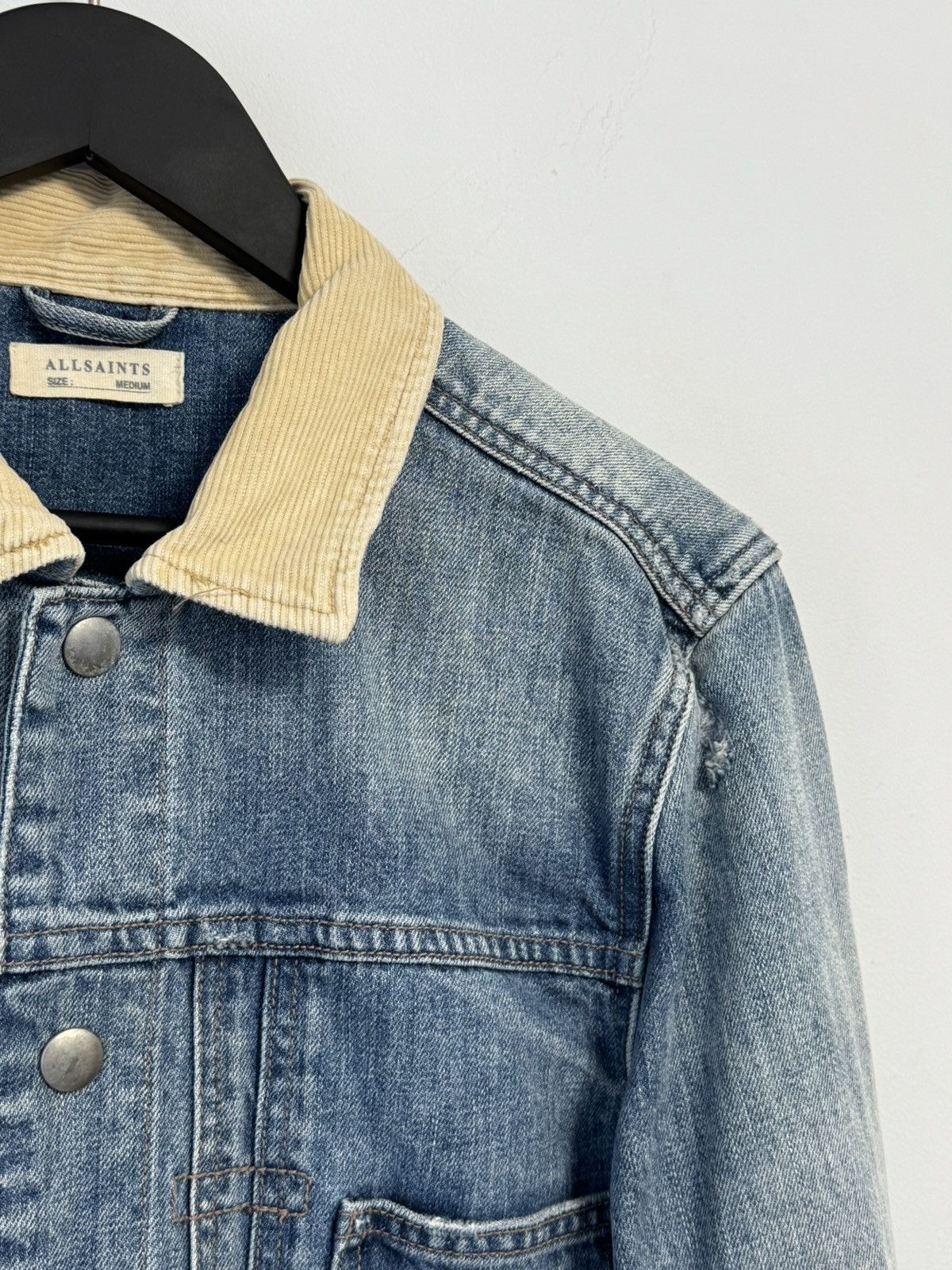 Allsaints AllSAINTS Iren Men's Distressed Denim Jacket Mid Indigo Size US M / EU 48-50 / 2 - 5 Thumbnail