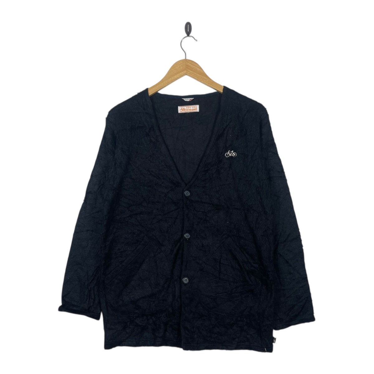Le Coq Sportif Le Coq Sportif x SOU SOU Japan Textured Knit Cardigan Navy Size US S / EU 44-46 / 1 - 1 Thumbnail