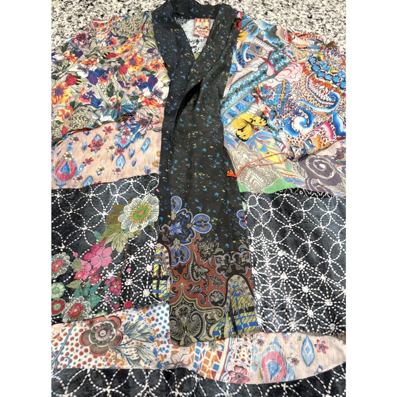 Johnny Was Johnny Was Kimono Jacket Women Large Multicolor Floral Tie Relaxed Bohemian Size L / US 10 / IT 46 - 2 Thumbnail