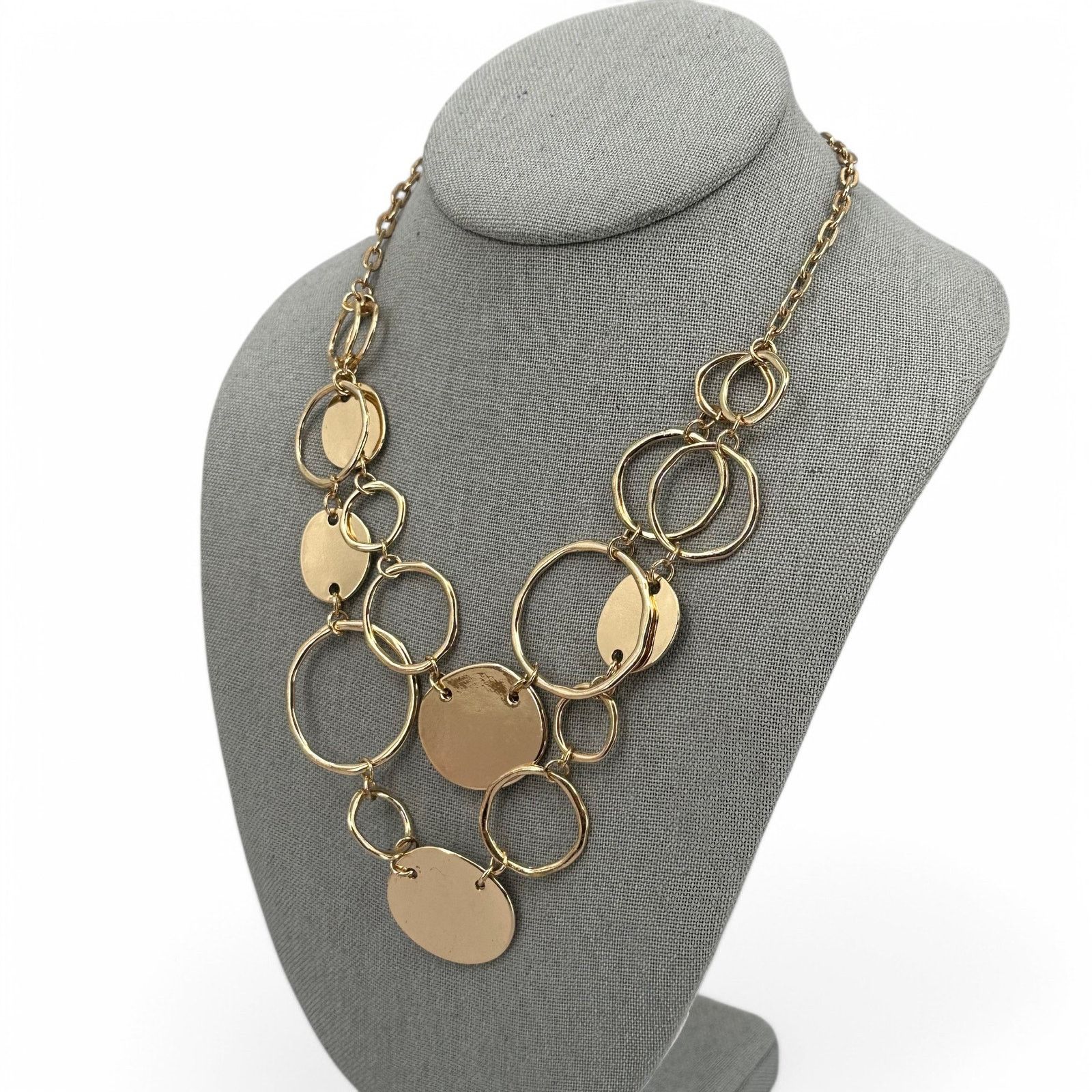Other Lane Bryant Goldtone Necklace Organic Circles Double Strand Size ONE SIZE - 2 Thumbnail
