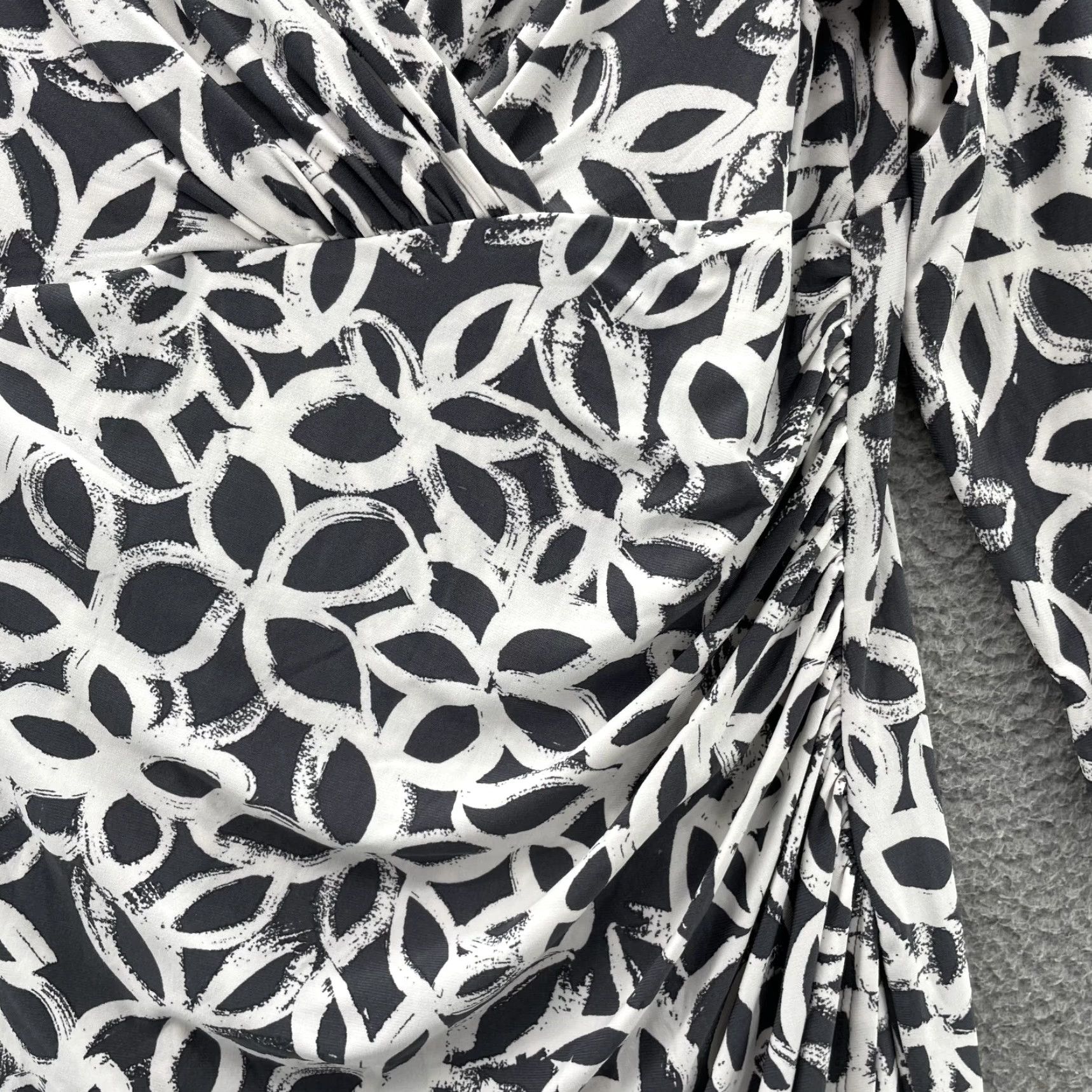 Ralph Lauren Lauren Ralph Lauren Midi Dress Womens 12 Black White Floral Slit Corpcore Formal Size XL / US 12-14 / IT 48-50 - 2 Thumbnail