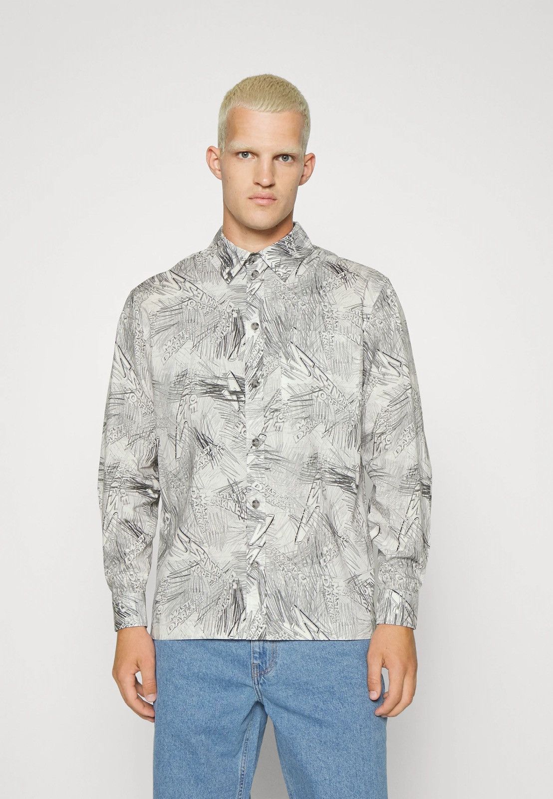 image of ds! Fw22 Han Kjobenhavn "master Of Darkness" Shirt in Black White, Men's (Size Medium)