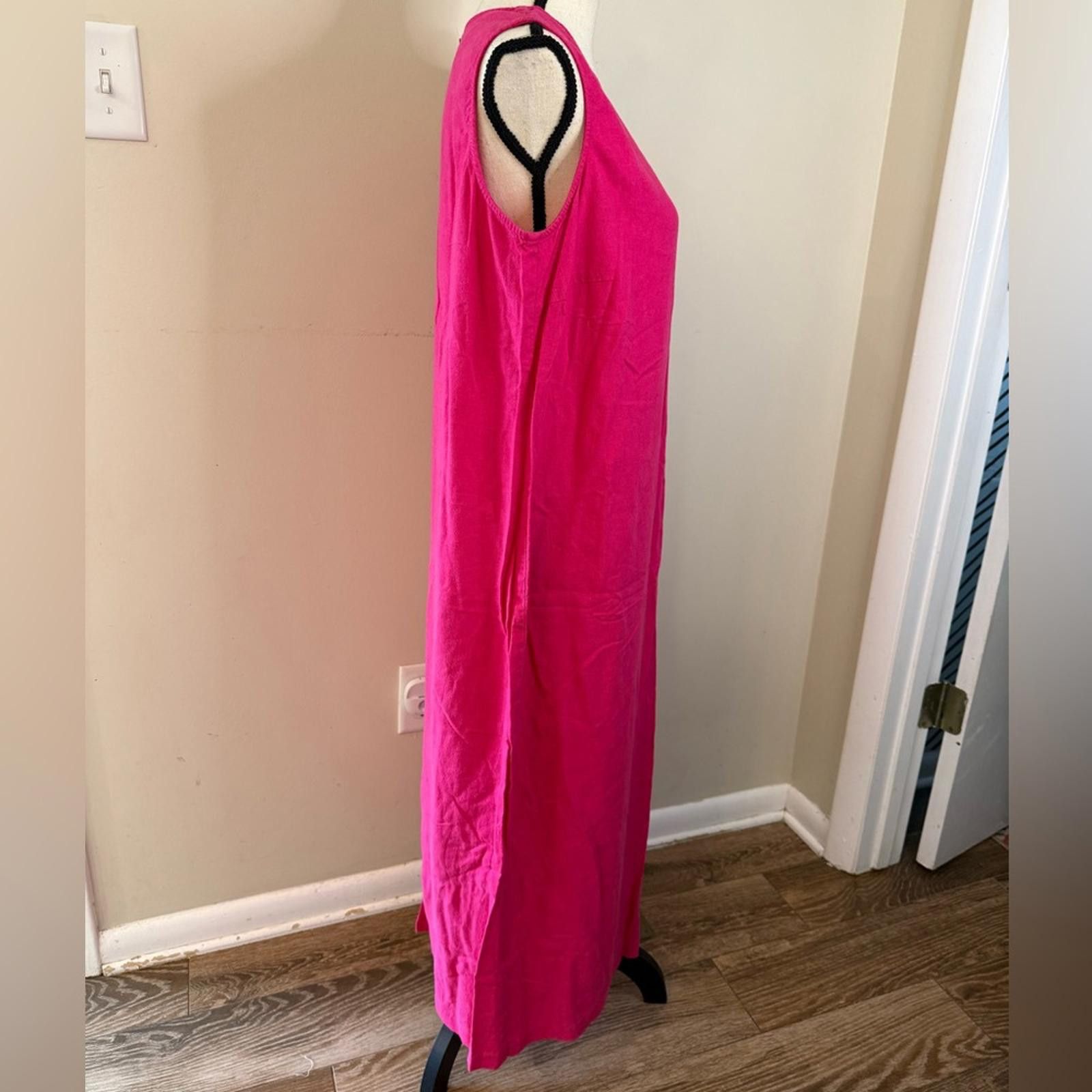 Other Dark pink sleeveless maxi dress embroidered fish beads 16W Size XXL / US 16-18 / IT 52-54 - 2 Thumbnail