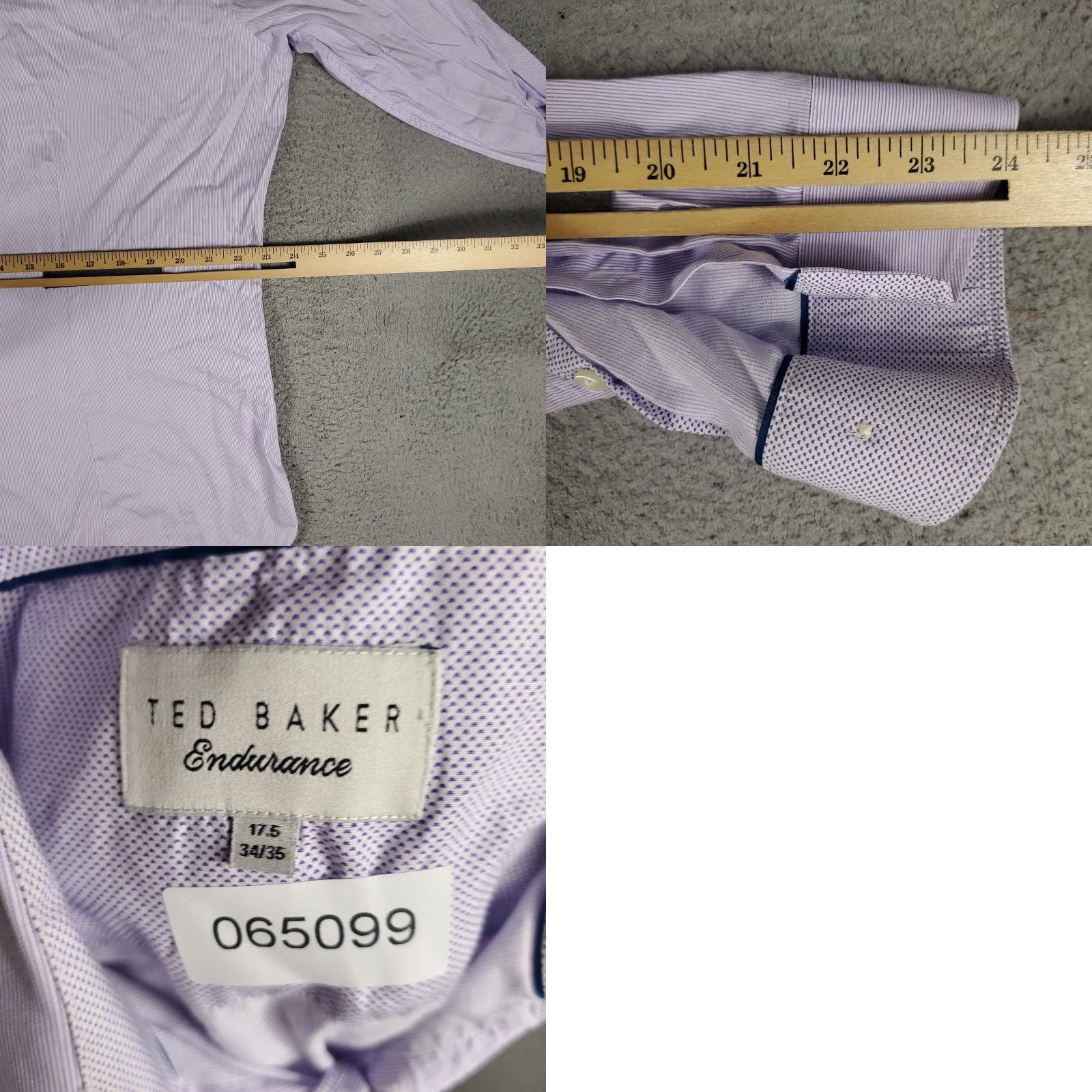 Ted Baker Ted Baker London Shirt Mens 17.5 Purple Endurance Slim Dress Button Up Size 46R - 8 Thumbnail