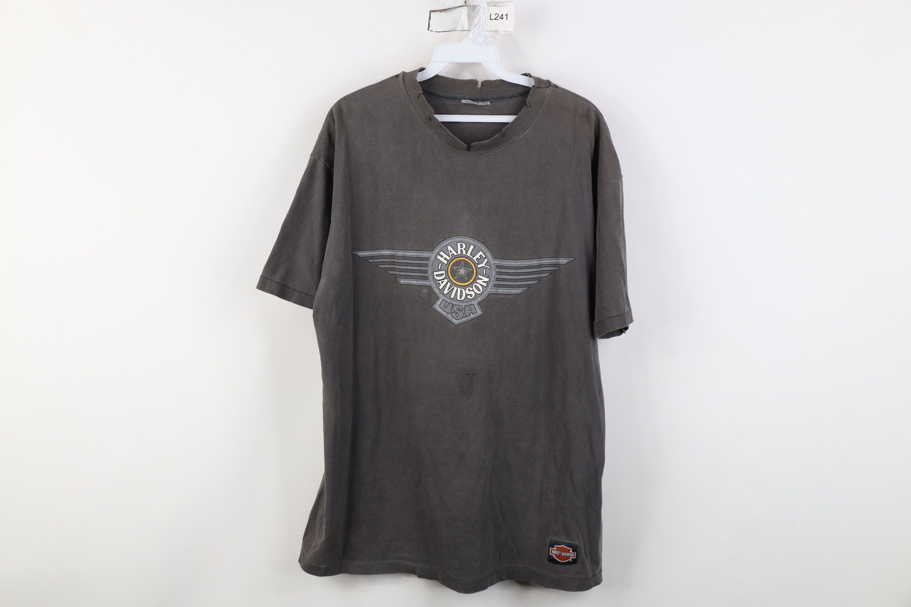 Harley Davidson Vintge 80s Harley Davidson Spell Motorcycle T-Shirt Gray USA Size US XL / EU 56 / 4 - 1 Thumbnail