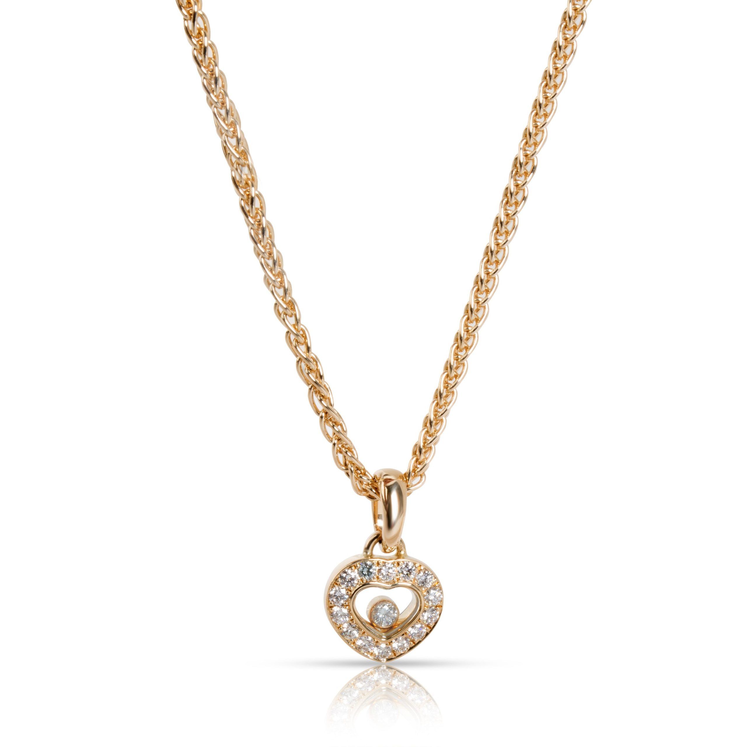 image of Chopard Happy Hearts Diamond Necklace In 18K Yellow Gold 0.33 Ctw, Women's