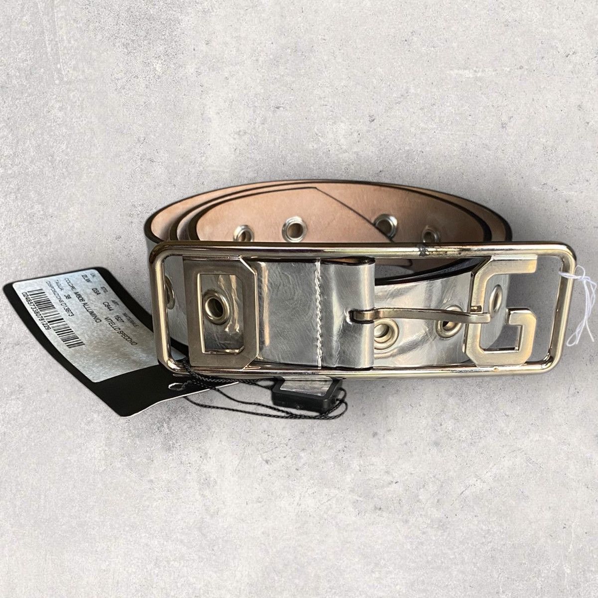 Dolce & Gabbana Logo Eyelace Silver Leather Belt Size ONE SIZE - 1 Thumbnail