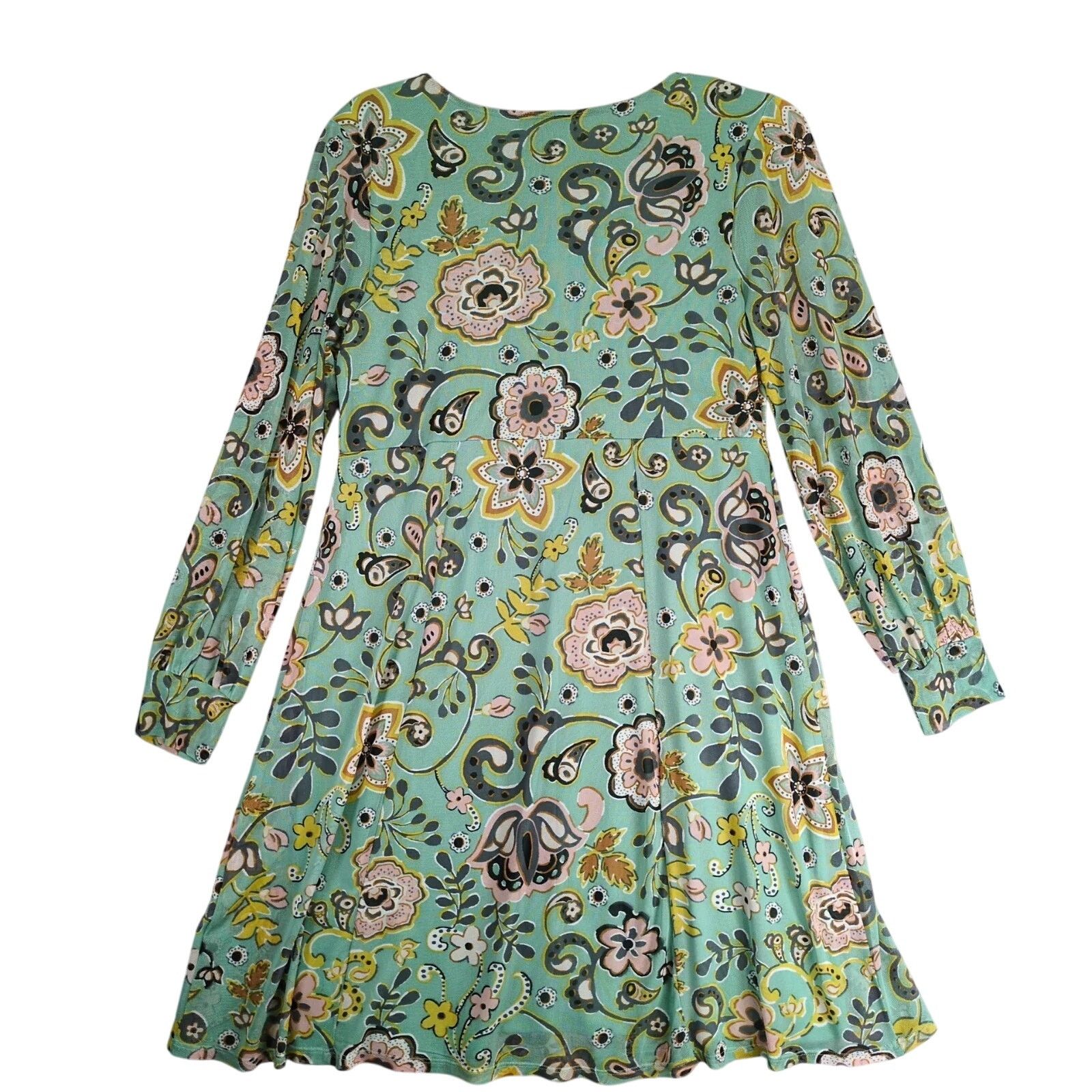 Other Allison Brittney Green Floral Paisley Dress L Sheer Overlay Size L / US 10 / IT 46 - 2 Thumbnail