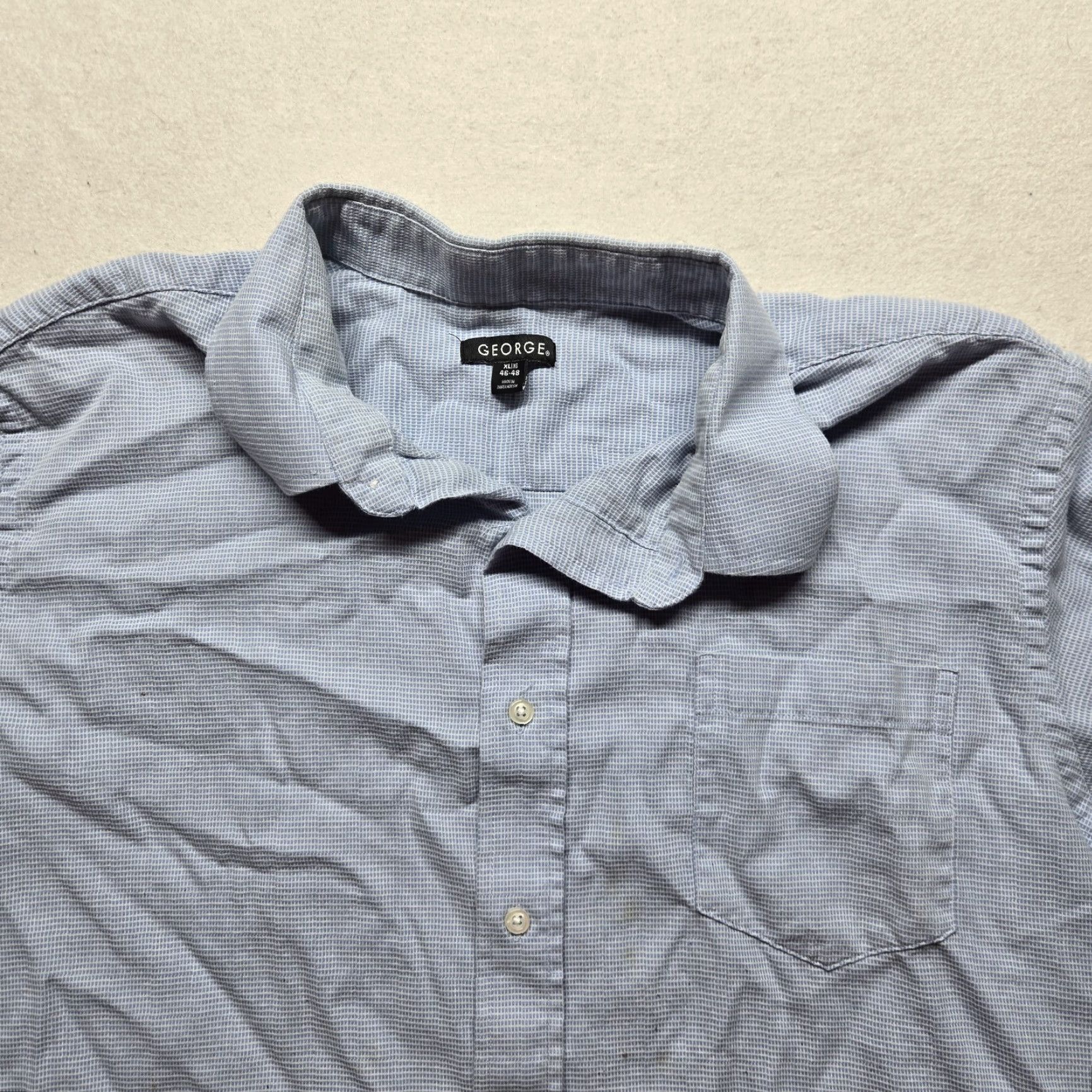 George George Blue Check Button-Up Shirt Adult Men's XL 46-48 Long Sleeve Casual Size US XL / EU 56 / 4 - 2 Thumbnail
