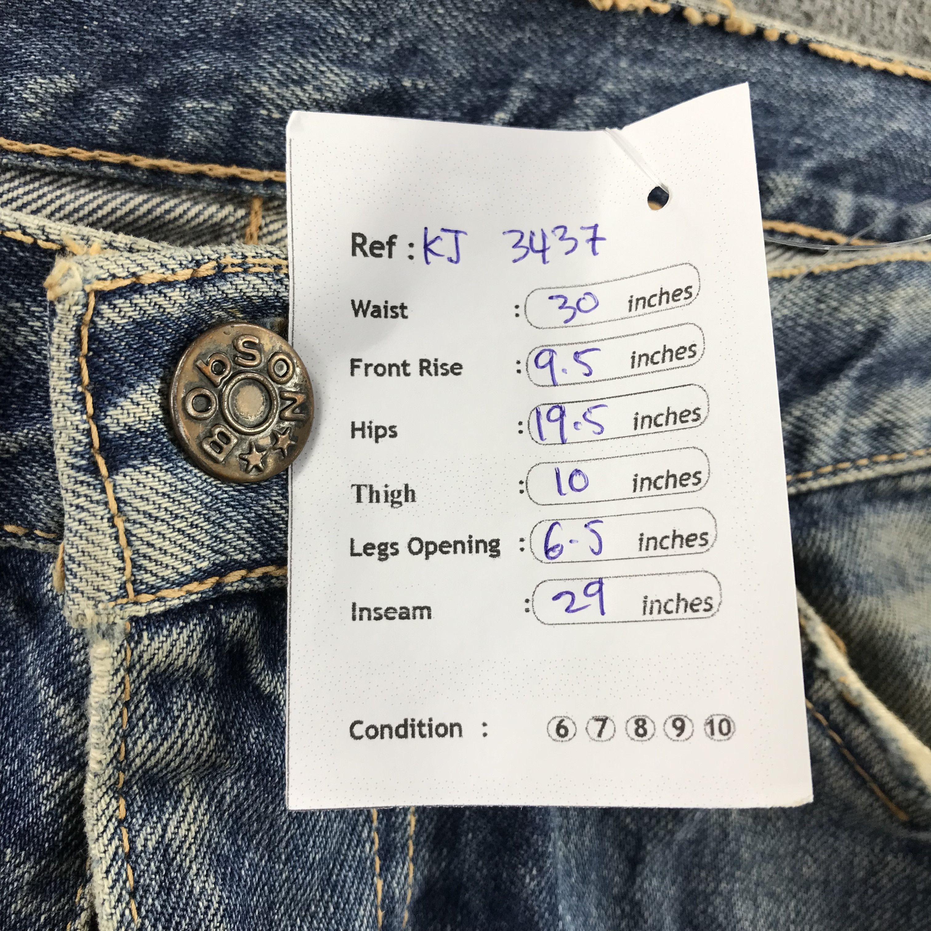 Japanese Brand Vintage Bobson Jeans Stone Wash Denim KJ3437 Size US 31 - 10 Thumbnail