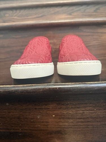 Gucci Dublin Rhombus Quilted Red GG Leather Slip On Sneakers Size US 6.5 / EU 39-40 - 6 Thumbnail