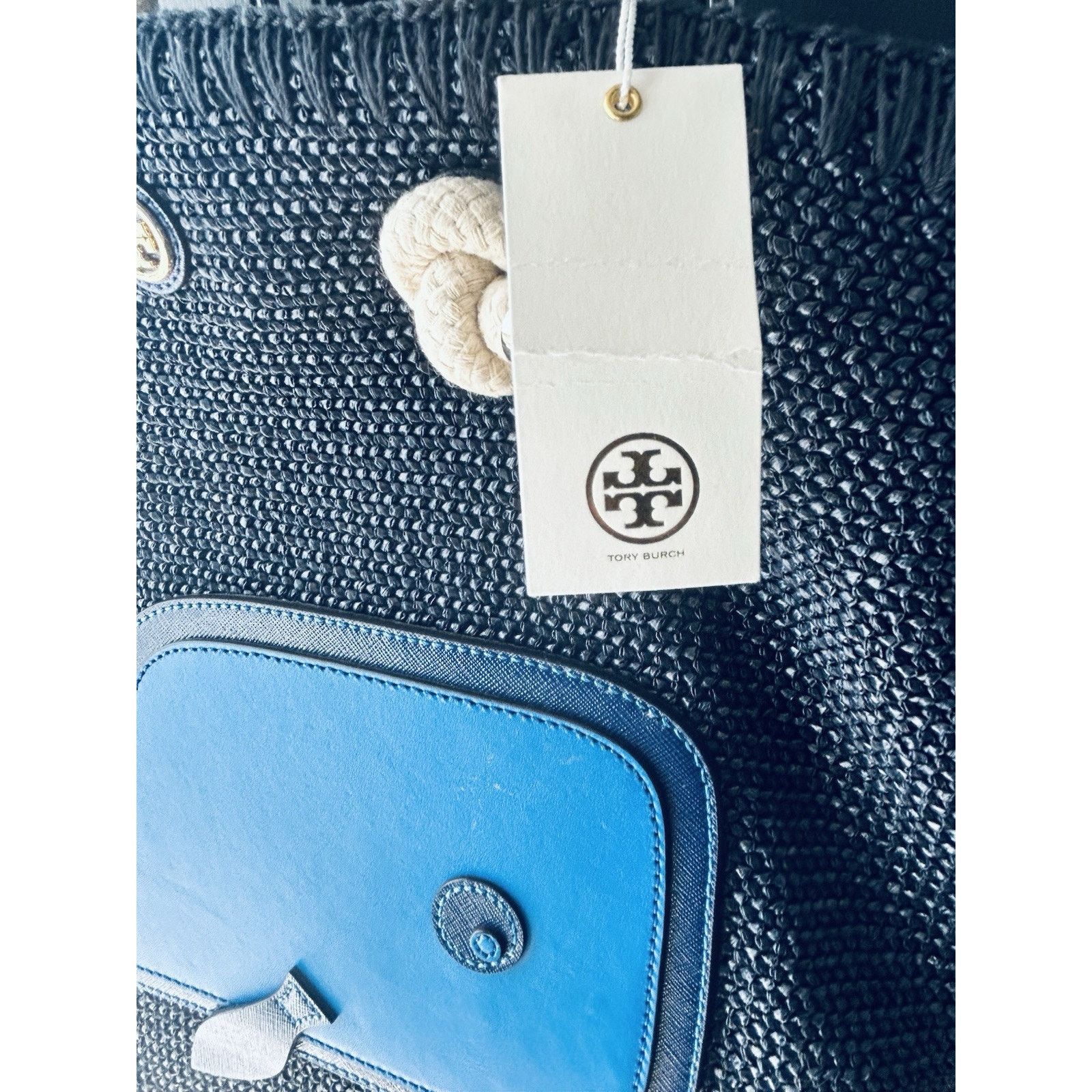 Tory Burch NWT Tory Burch Knotted Whale Tote Navy Blue Handbag Bag Rare Size ONE SIZE - 13 Thumbnail