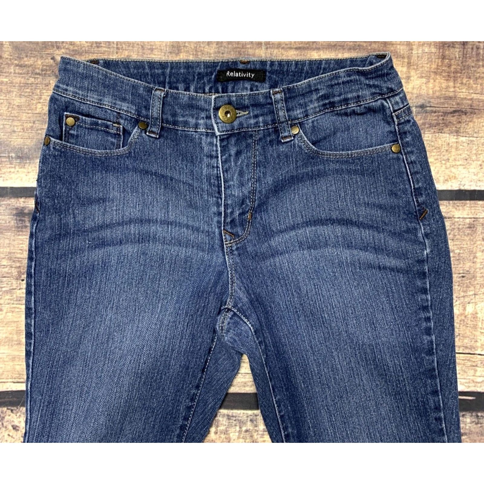 Denime Relativity Jeans Womens 8P Straight Medium Wash Denim Blue 30 x 26 Mid Regular - Jeans Size 30" / US 8 / IT 44 - 5 Thumbnail
