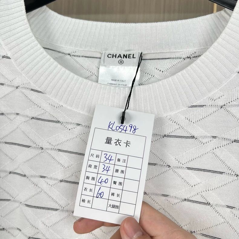 Chanel Chanel White striped knitted Logo short sleeves 2504-Nexta Size XXS / US 00 / IT 34 - 7 Thumbnail