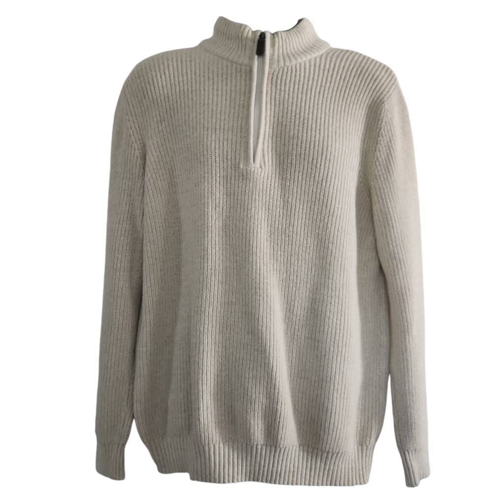Izod Izod Men's Size Large Cream Gray Sherpa Collar 1/4 Zip Pullo Size US L / EU 52-54 / 3 - 1 Thumbnail