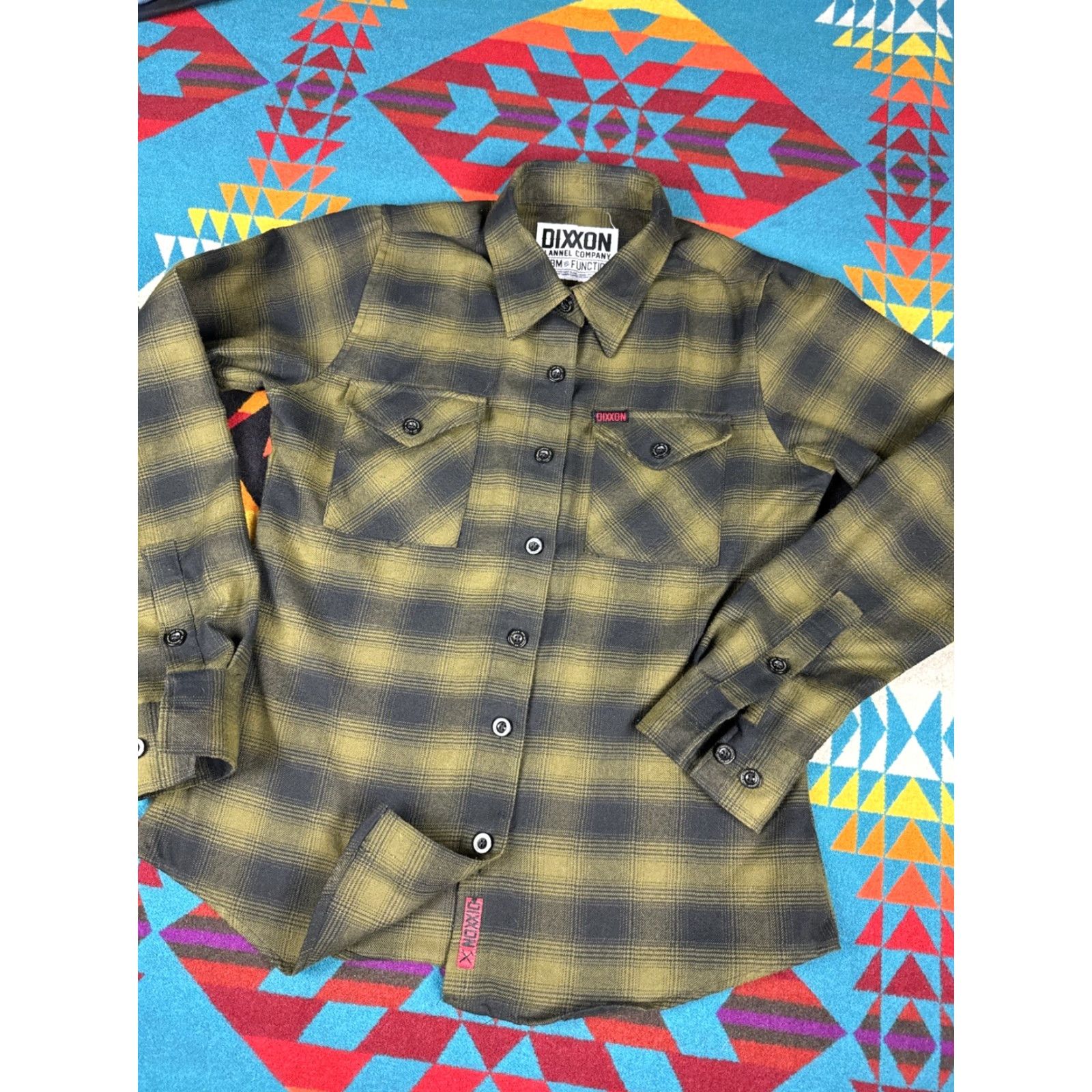CO Dixxon Flannel Co Form And Function Plaid Button-Up Women’s S Green Black Small Fabric Type Flannel Ladies Small S Women’s Regular Size Green Plaid Size S / US 4 / IT 40 - 3 Thumbnail