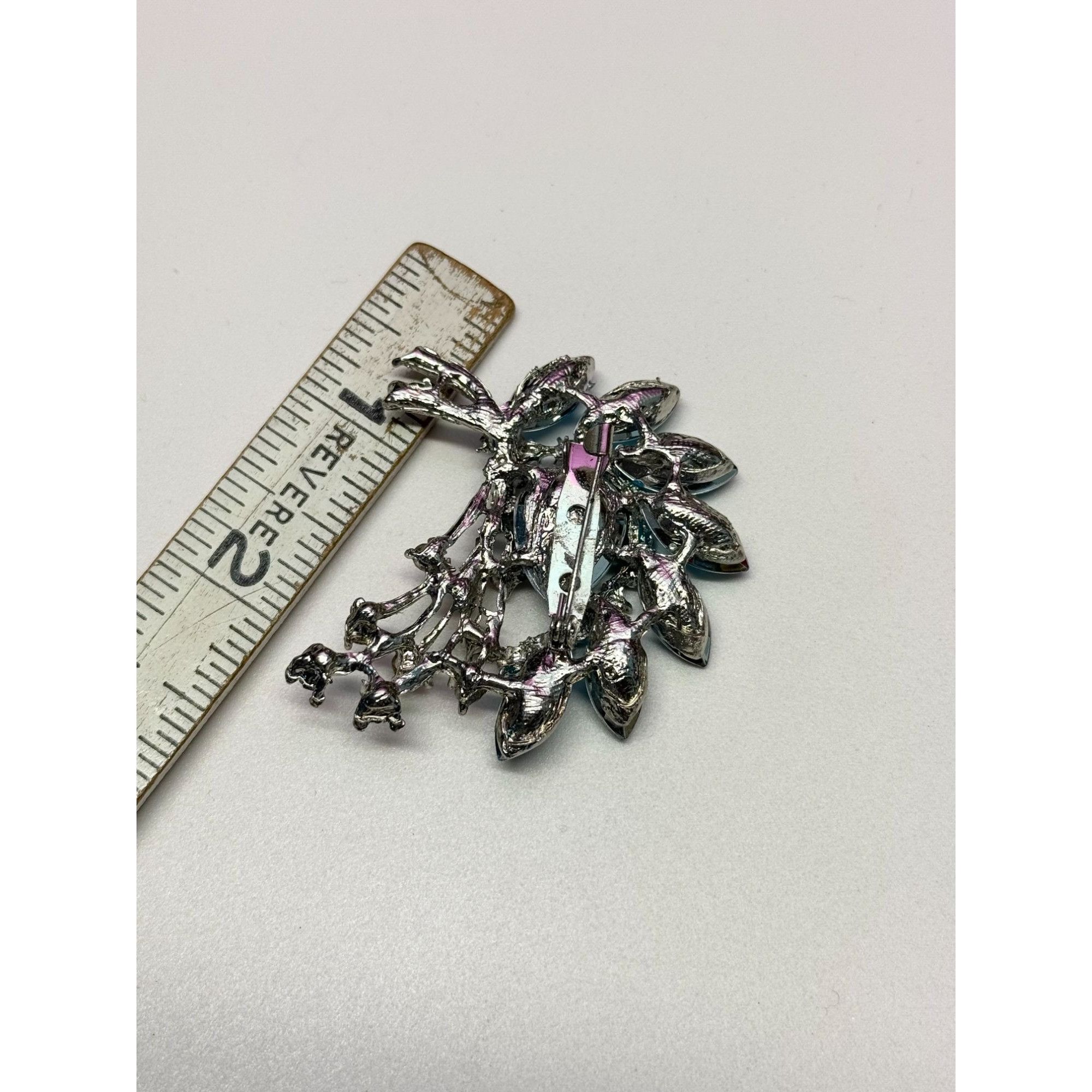 Vintage Vintage blue rhinestone brooch pin Size ONE SIZE - 4 Thumbnail