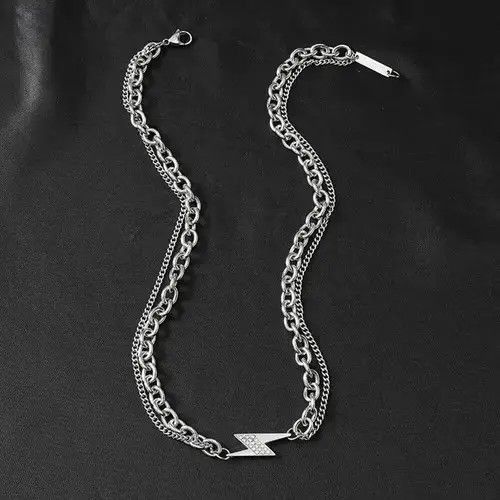 Jewelry Bolt Chrome Chain Silver Goth God Vibe Necklace Size ONE SIZE - 3 Thumbnail