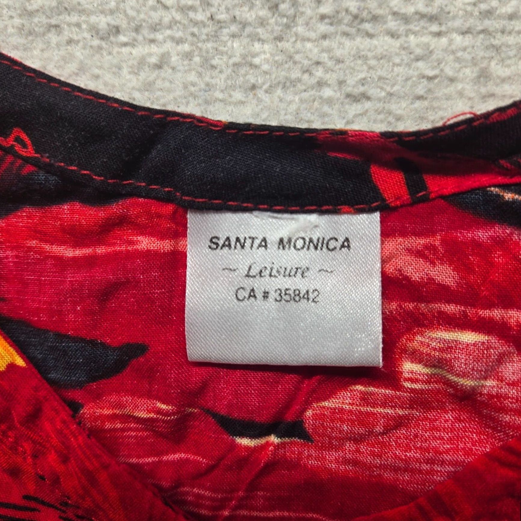 Vintage Santa Monica Shirt Red Floral Beach Button Up Tank Top Adult Women's L Large Size L / US 10 / IT 46 - 3 Thumbnail