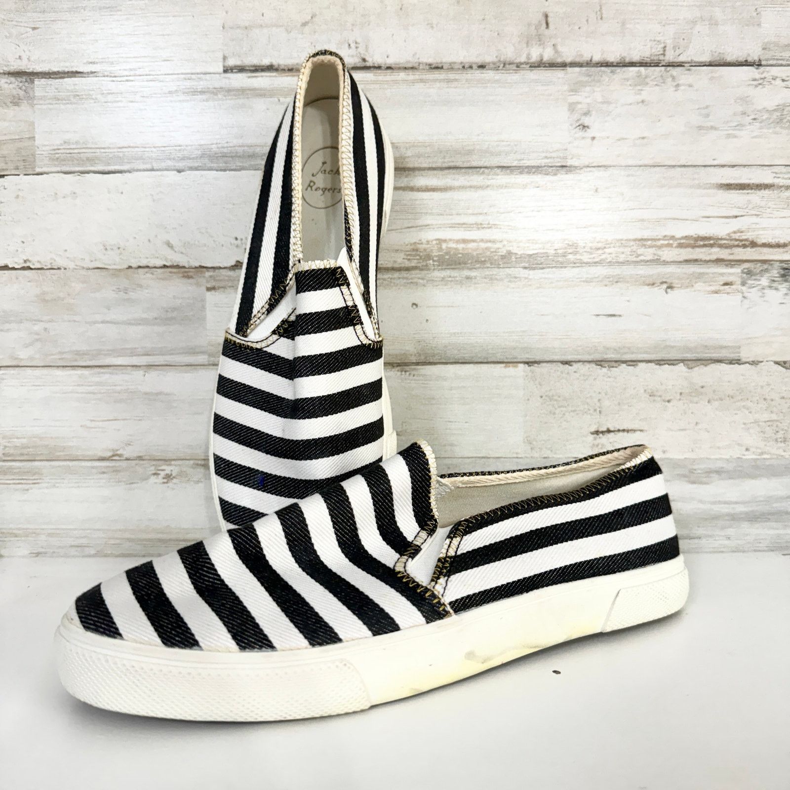 Jack Rogers Jack Rogers Women's Slip On Shoe Black White Striped 8.5 Size US 8.5 / IT 38.5 - 1 Thumbnail