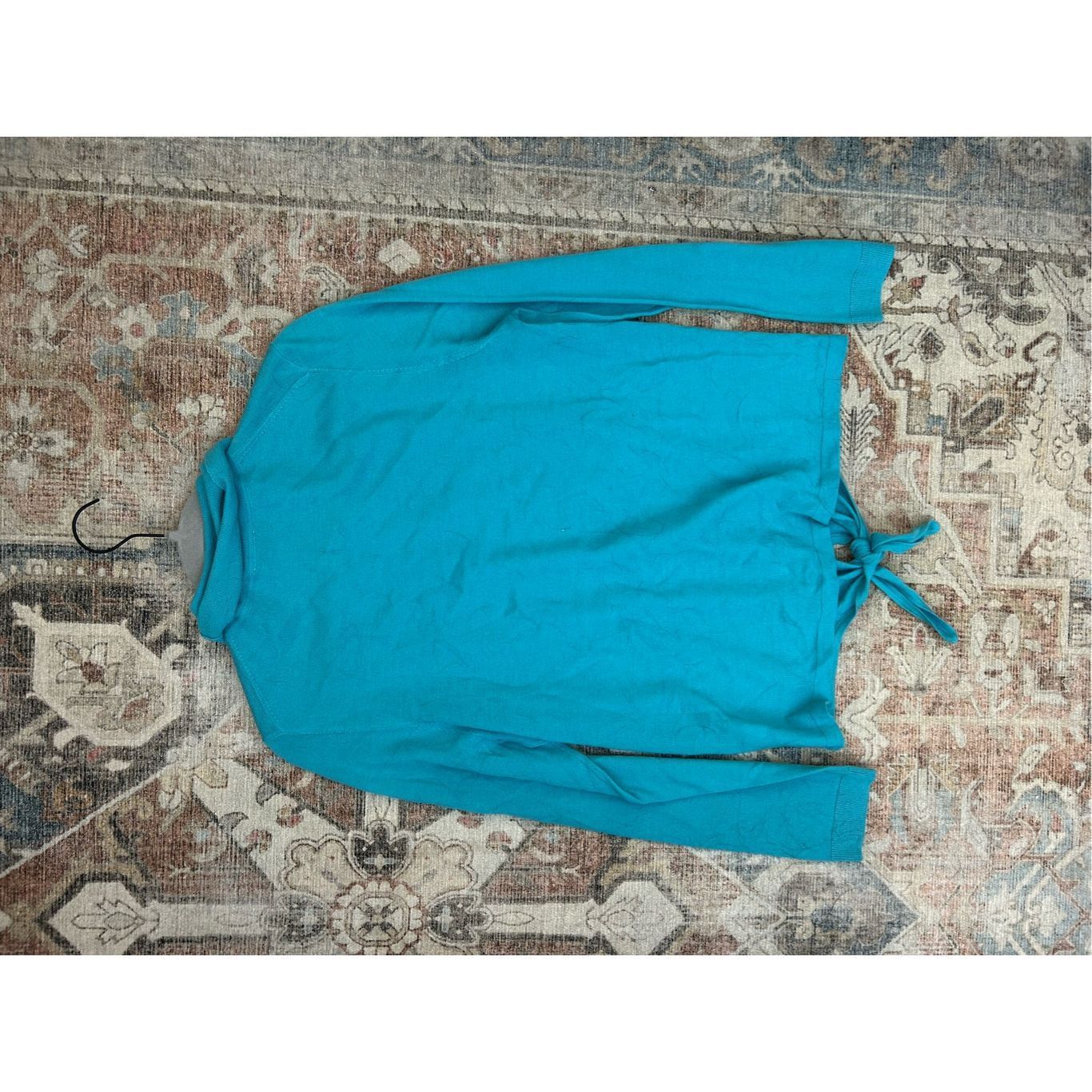 Robert Talbott Talbots Teal Blue Pure Merino Wool Turtleneck Tye Sweater Si Size L / US 10 / IT 46 - 5 Thumbnail